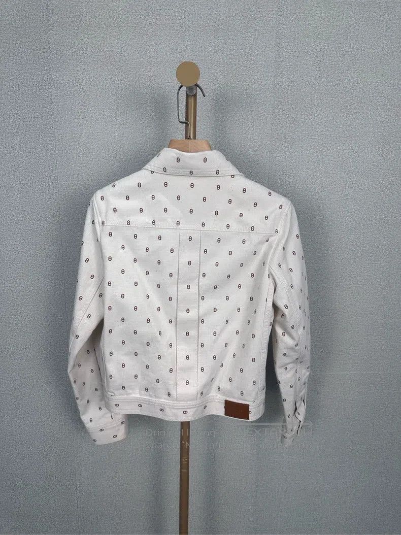 Hermes Hermes Beige All-Over Printed Denim Jacket Size XXS / US 00 / IT 34 - 2 Thumbnail