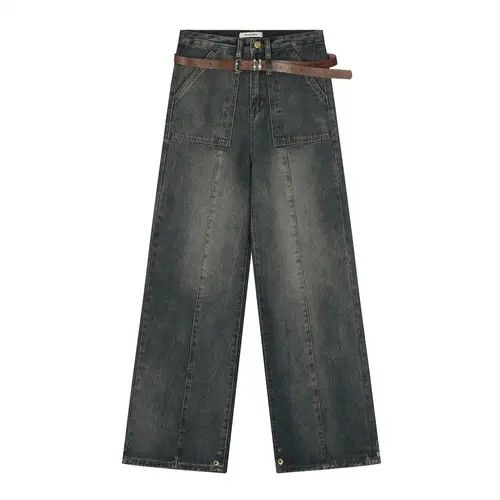 VIBE American retro distressed washed wide-leg jeans Size US 32 / EU 48 - 1 Thumbnail