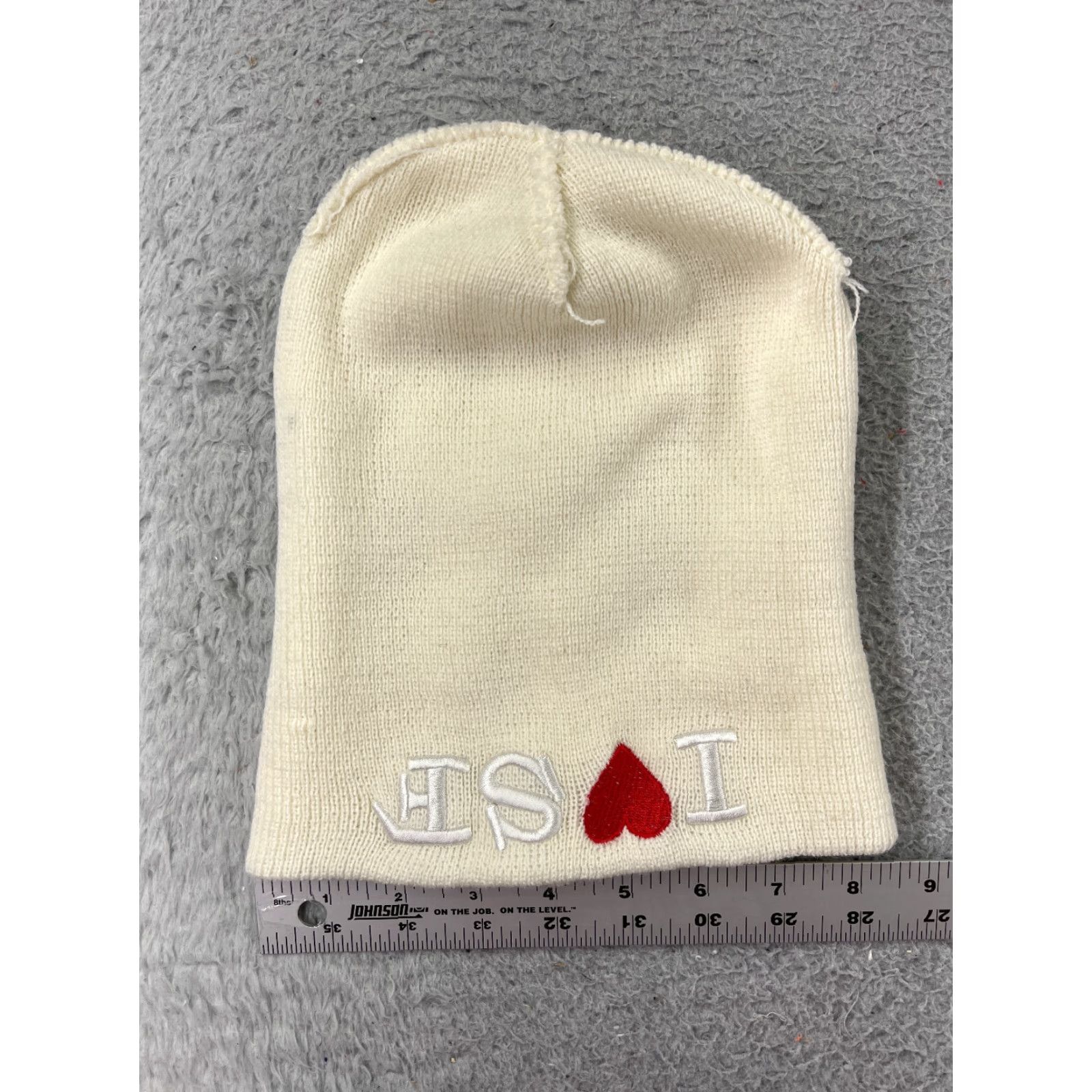 Vintage Lanza Beanie Womens One Size Ivory Knit Made USA Acrylic I Love San Francisco Toque Size ONE SIZE - 4 Thumbnail
