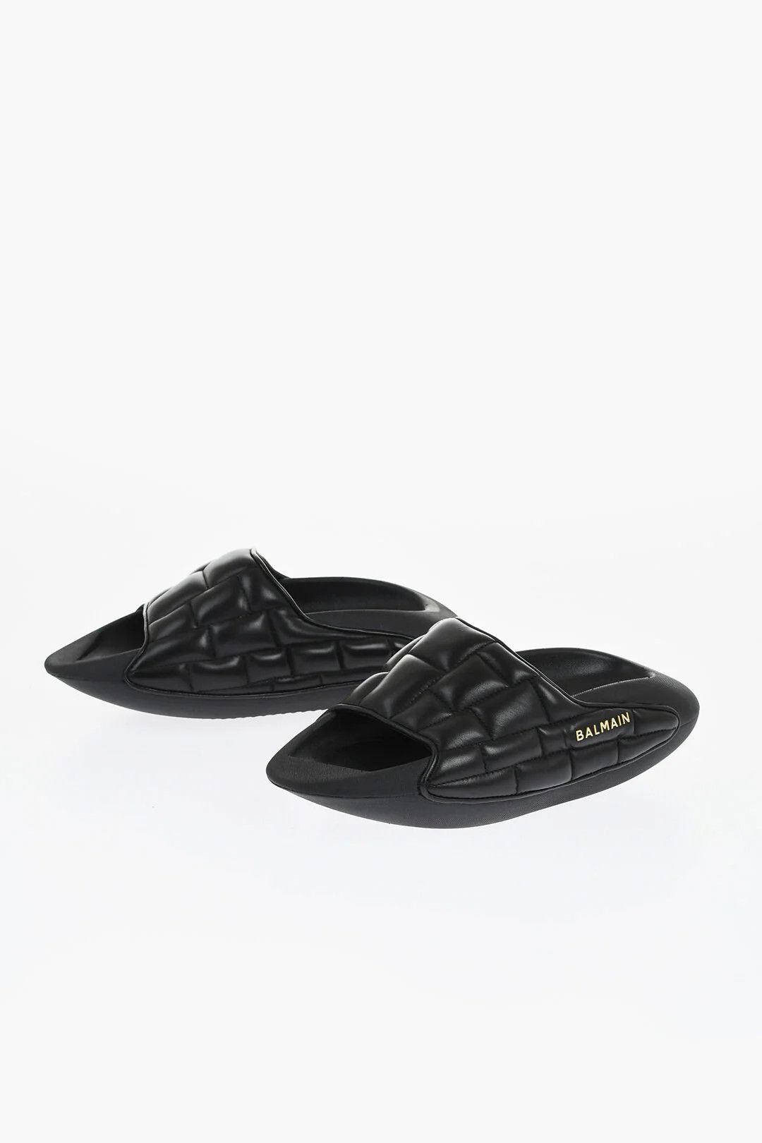 Balmain og1mm0326 Quilted Leather Sandals in Black Size US 6 / IT 36 - 2 Thumbnail