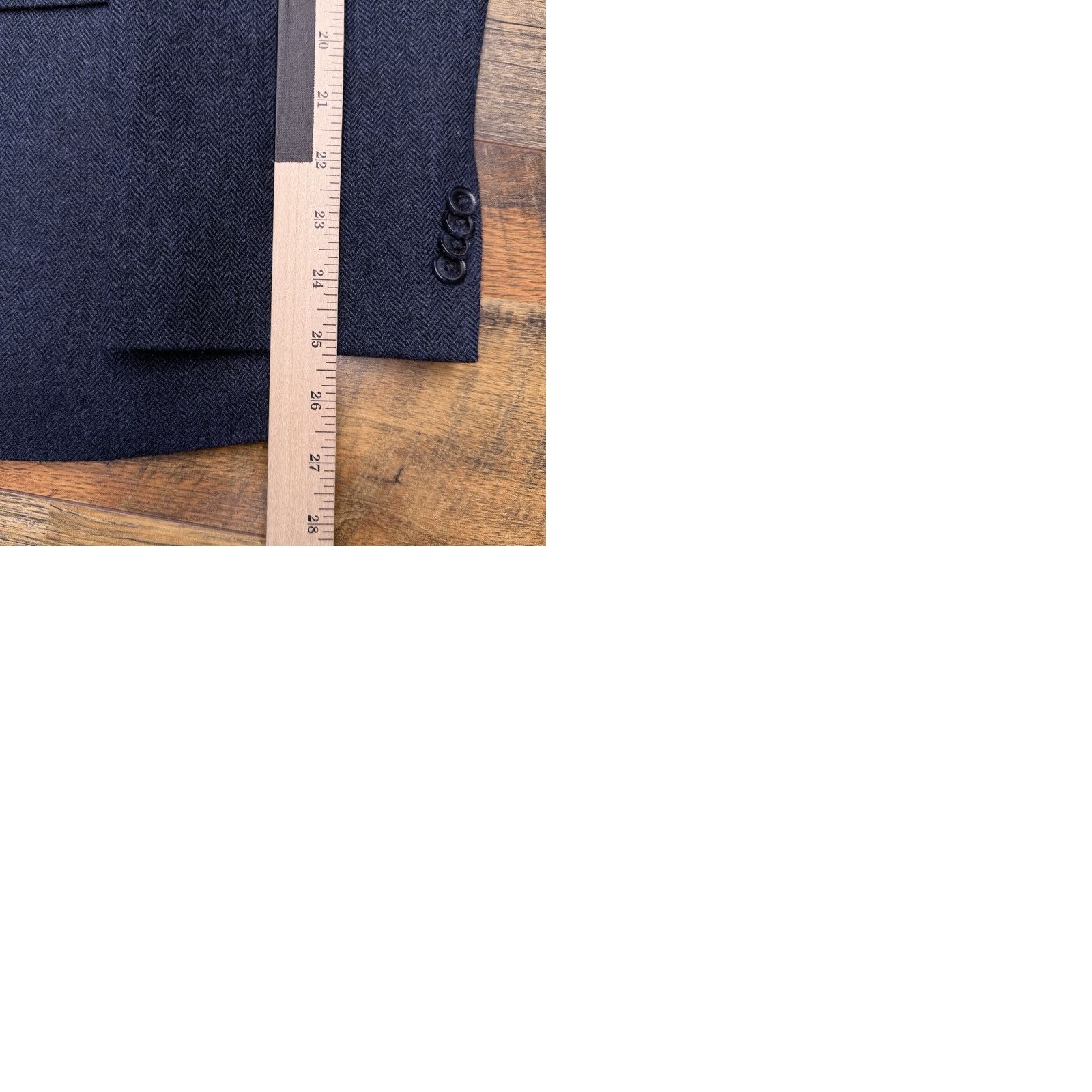 Tommy Hilfiger Tommy Hilfiger Blazer Sport Coat Navy Blue Wool Tweed Herringbone 42 Regular Notch Lapel Double-Vented 2-Button Single-Breasted Size 42R - 10 Thumbnail