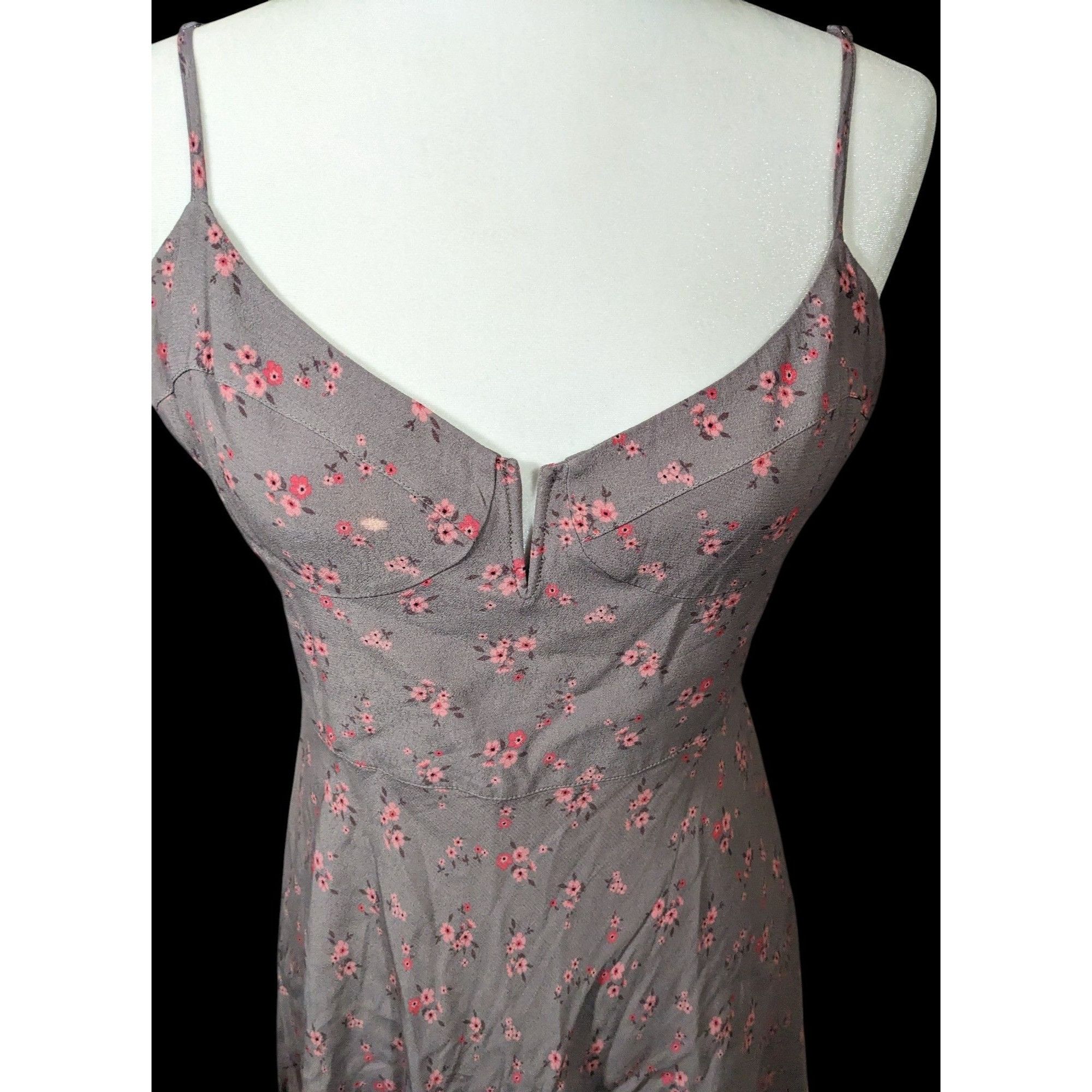 Other Blue Life Coquette Grey And Pink Floral Retro Summer Dress S Size M / US 6-8 / IT 42-44 - 2 Thumbnail