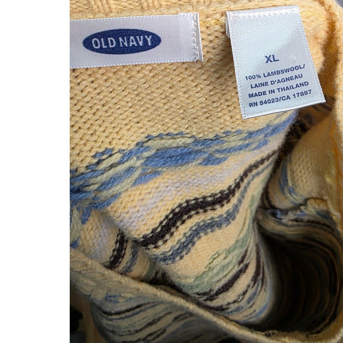 Old Navy Old Navy 100% Lambswool Fair Isle Knit V Neck Sweater Size XL / US 12-14 / IT 48-50 - 6 Thumbnail