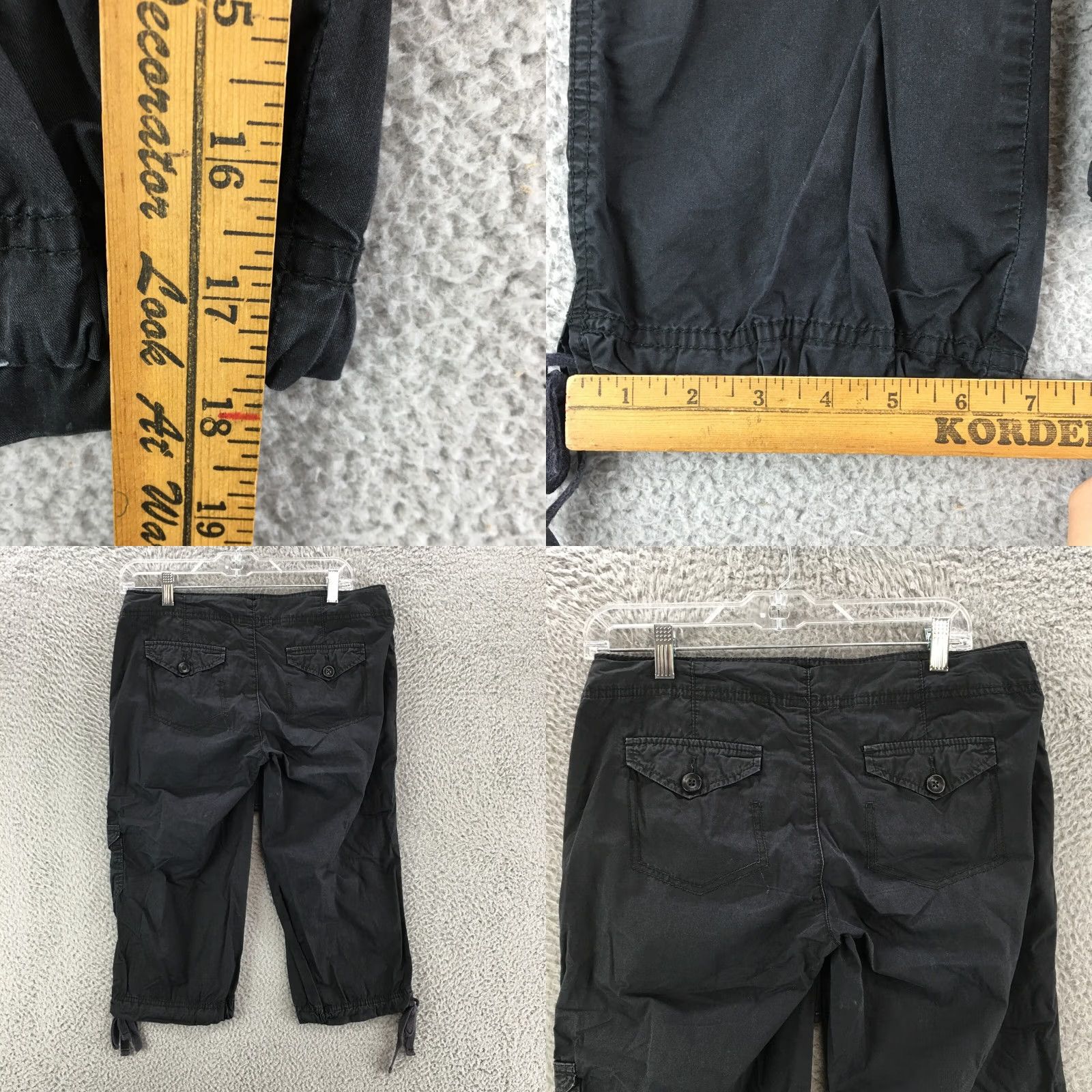 Calvin Klein Calvin Klein Cropped Cargo Pants Womens 4 Black Cotton Mid Rise Flat Front Zip Size 27" / US 4 / IT 40 - 8 Thumbnail