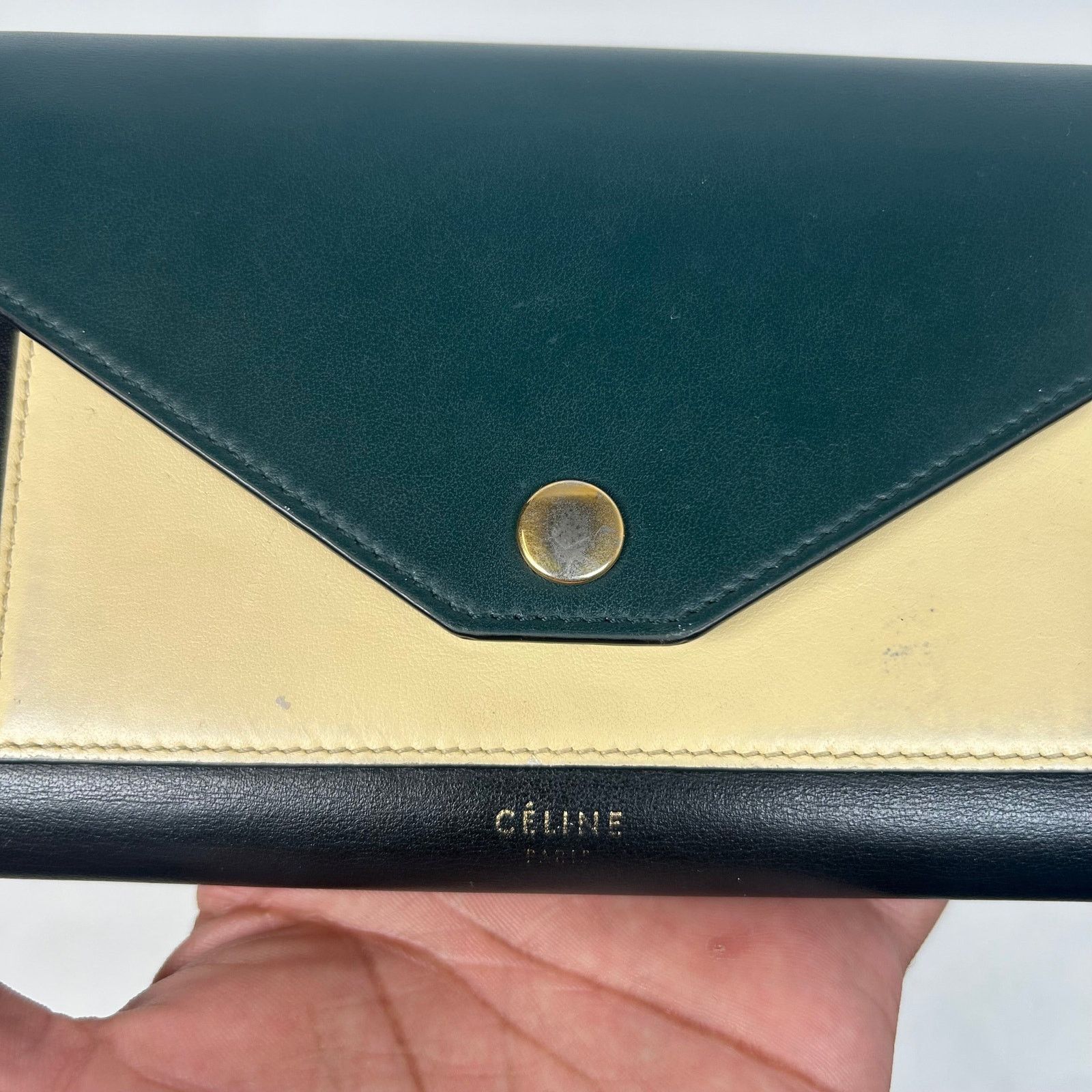 Celine Celine Black/Green Calfskin Envelope Wallet Size ONE SIZE - 3 Thumbnail