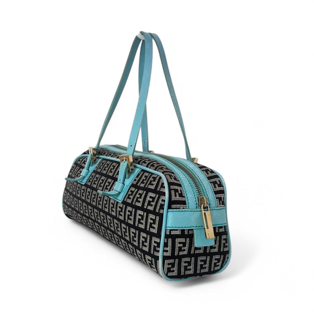 Fendi Fendi - Mini Boston Shoulder Bag Zucchino Zucca Turqoise Size ONE SIZE - 5 Thumbnail