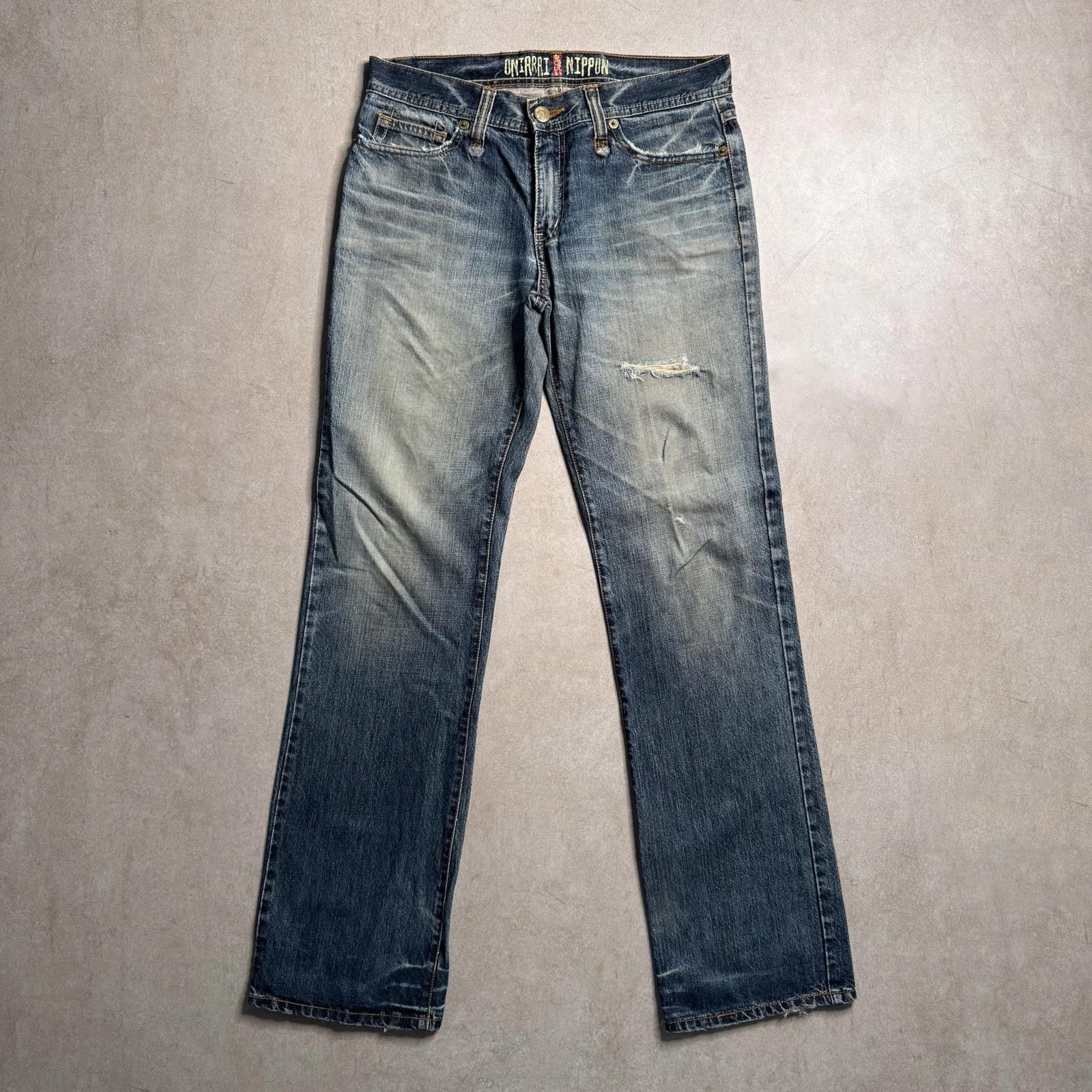 Designer Vintage Oniarai Nippon Navy Jeans - 32x33 Size US 32 / EU 48 - 1 Thumbnail