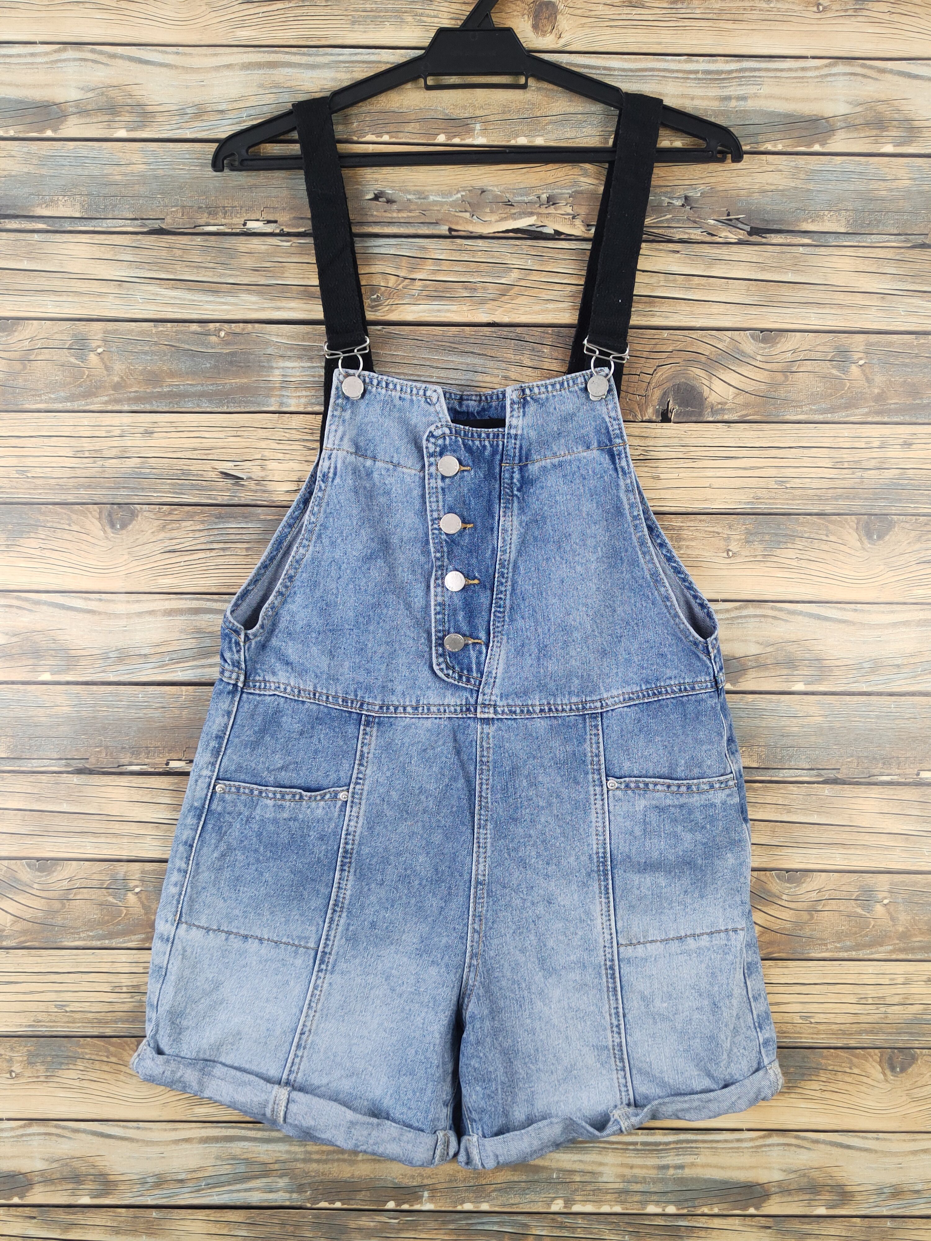 Japanese Brand × Vintage Vintage DY Blue Denim Shortall Jumpsuits Size 33" - 1 Thumbnail