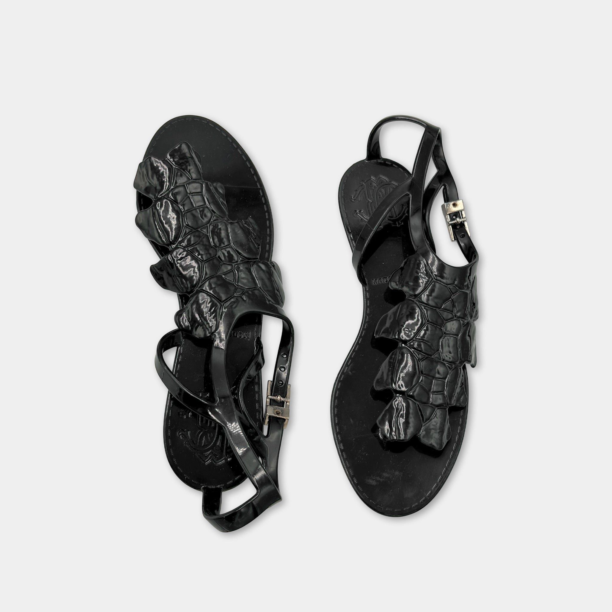 Just Cavalli Just Cavalli Black Crocodile Texture Sandals Size US 11 / IT 41 - 1 Thumbnail
