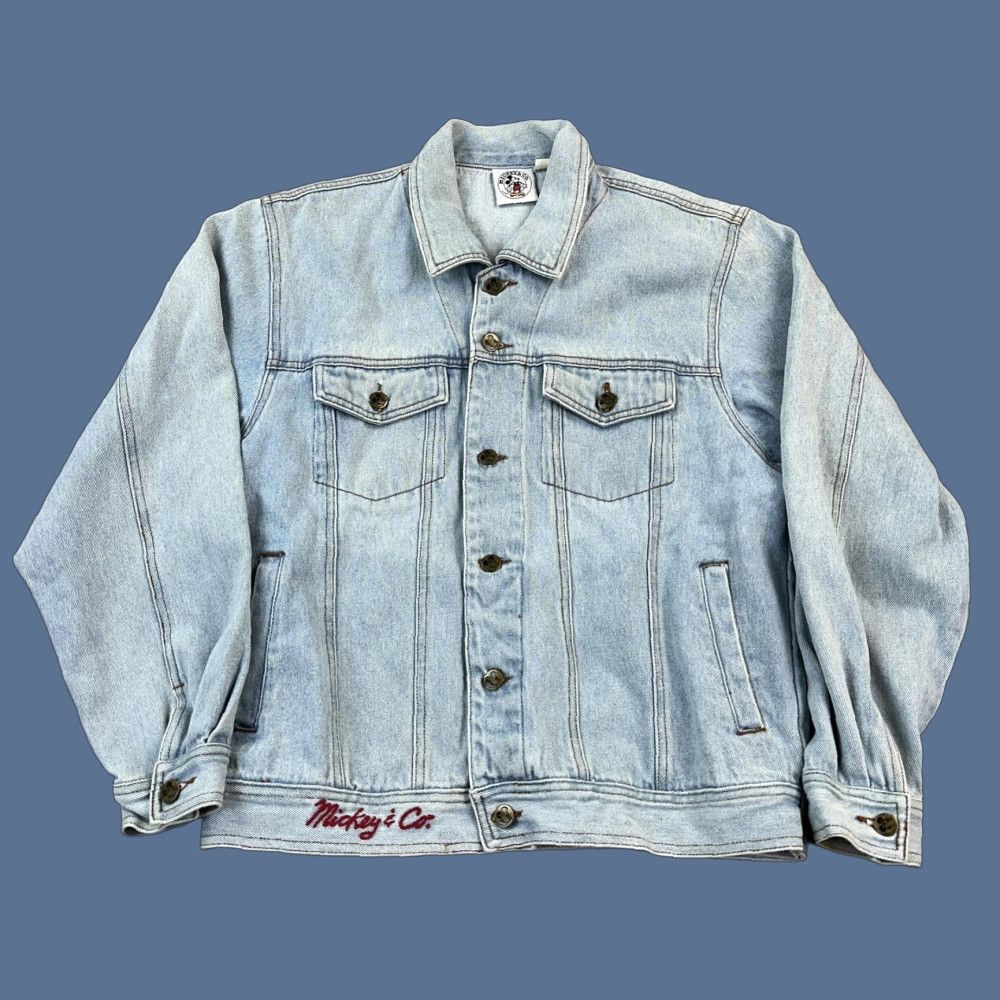 Disney VINTAGE Disney Mickey & Co Denim Jacket Mens Medium Light Wash Mickey Patch 90s Size US M / EU 48-50 / 2 - 1 Thumbnail