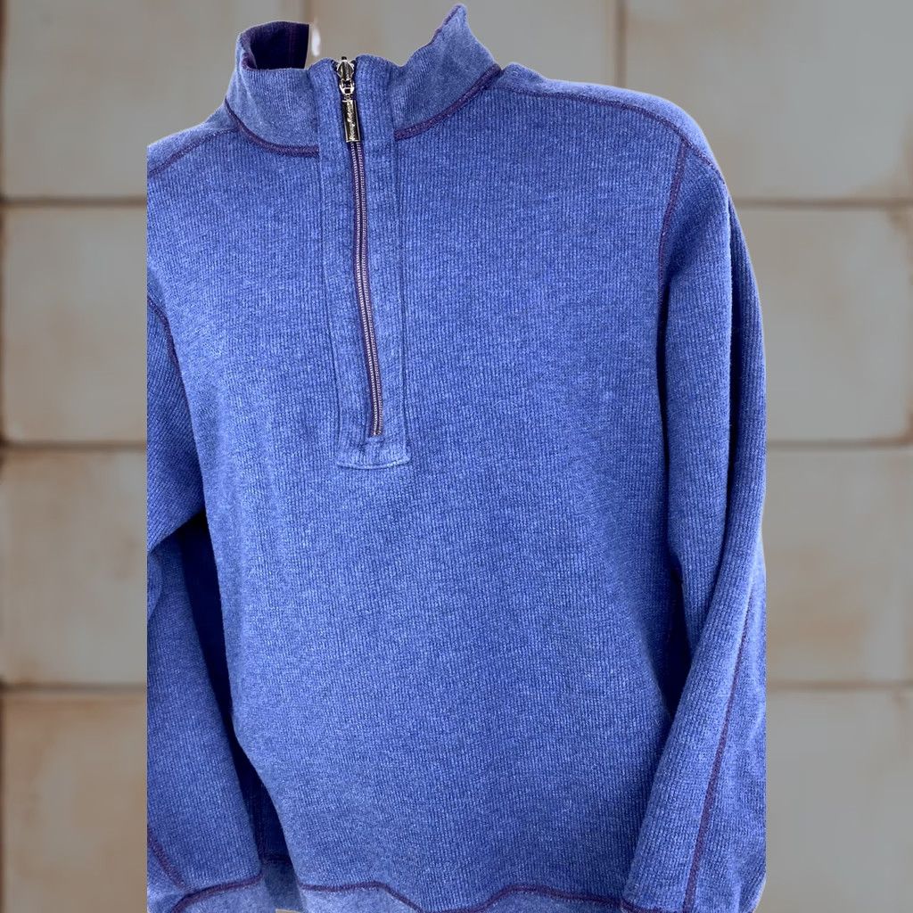 Tommy Bahama VINTAGE Tommy Bahama 1/2 Zip Reversible Mens Size Large Blue Purple Long Sleeve Sweatshirt Shirt Zip Mens L Blue Purple 1/2 Zip Reversible Size US L / EU 52-54 / 3 - 1 Thumbnail