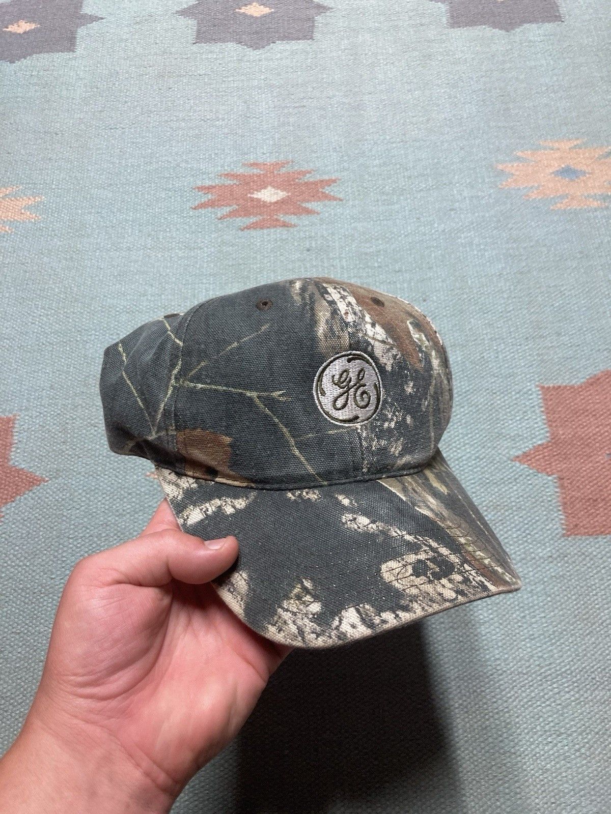 Vintage SnapBack hat camo General Electric mossy oak hunting canvas Size ONE SIZE - 1 Thumbnail