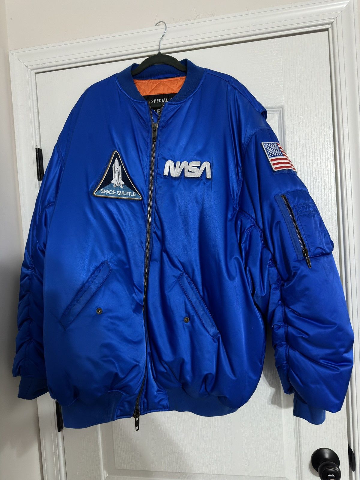 Image of Balenciaga Nasa Bomber in Blue, Men's (Size XL)