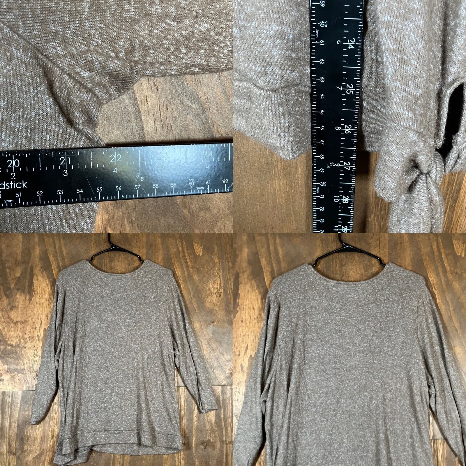 Vintage Chicos Womens Blouse Heathered Brown 3/4 Sleeve Front Knot Stretch XL Size XL / US 12-14 / IT 48-50 - 8 Thumbnail