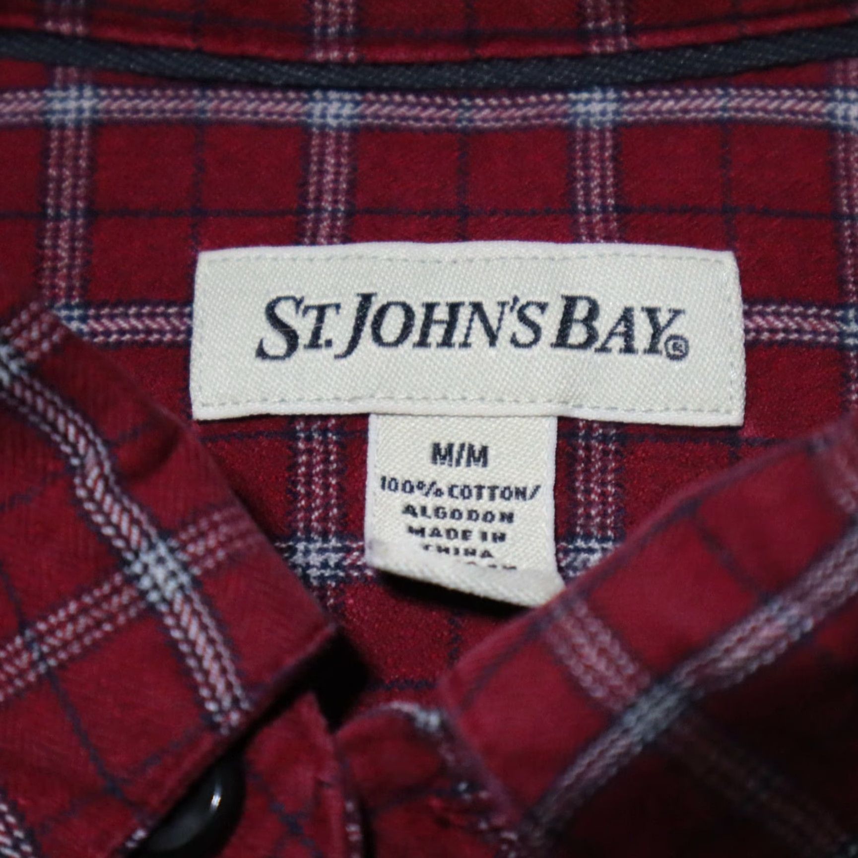 Vintage VINTAGE St. John's Bay Shirt Plaid Button-Front 100% Cotton Men M Red Classic Fit Button-Up Size M Mens Size US M / EU 48-50 / 2 - 3 Thumbnail