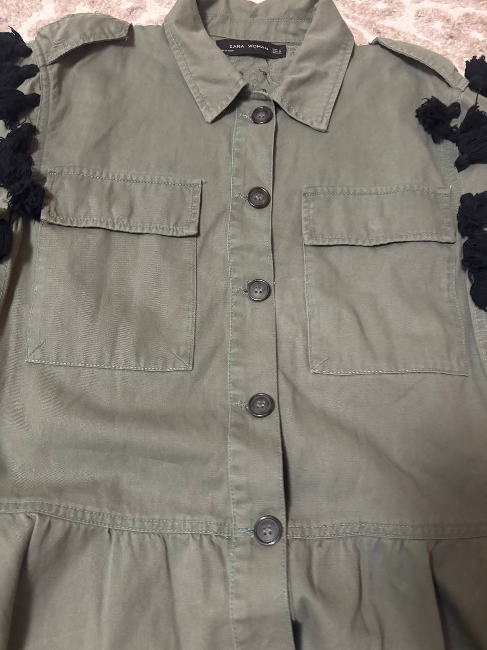 Zara Zara Woman Embroidered Jacket M Boho Military Style Tassels Size M / US 6-8 / IT 42-44 - 14 Thumbnail