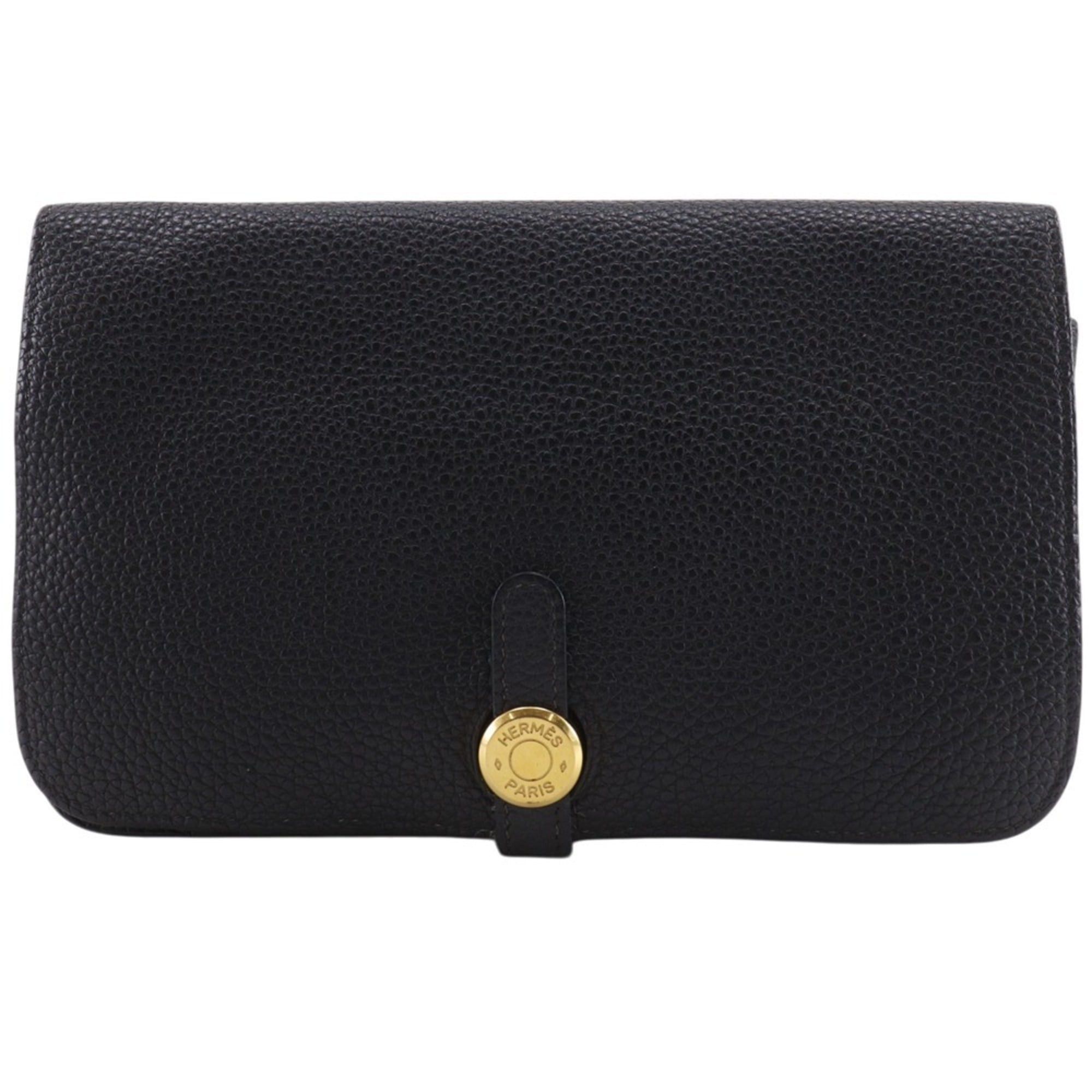 Hermes Hermes Dogon GM Long Wallet, Taurillon Clemence Leather, 2005 Model, Black/Gold Hardware, □I Belt Buckle, GM, Unisex Size ONE SIZE - 1 Thumbnail