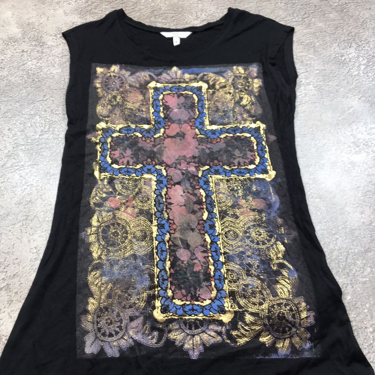 Vintage Vintage 90s Sun Faded Graphic Tee Cross Art Grunge Slim S Size S / US 4 / IT 40 - 3 Thumbnail