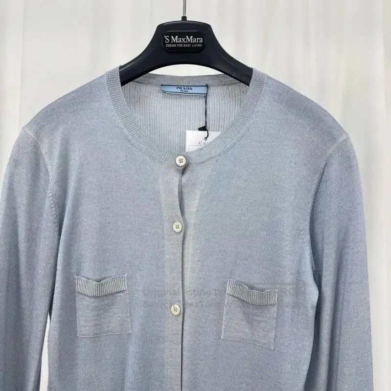 Prada Prada Sky Blue Wool Blend Cardigan for Women. Size XL / US 12-14 / IT 48-50 - 3 Thumbnail