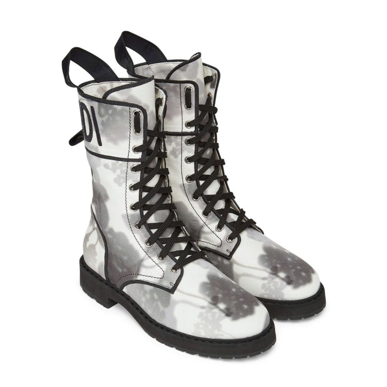 Fendi Fendi Black Grey White Tie Dye Canvas Lace Up Tie Logo Size US 9.5 / IT 39.5 - 2 Thumbnail