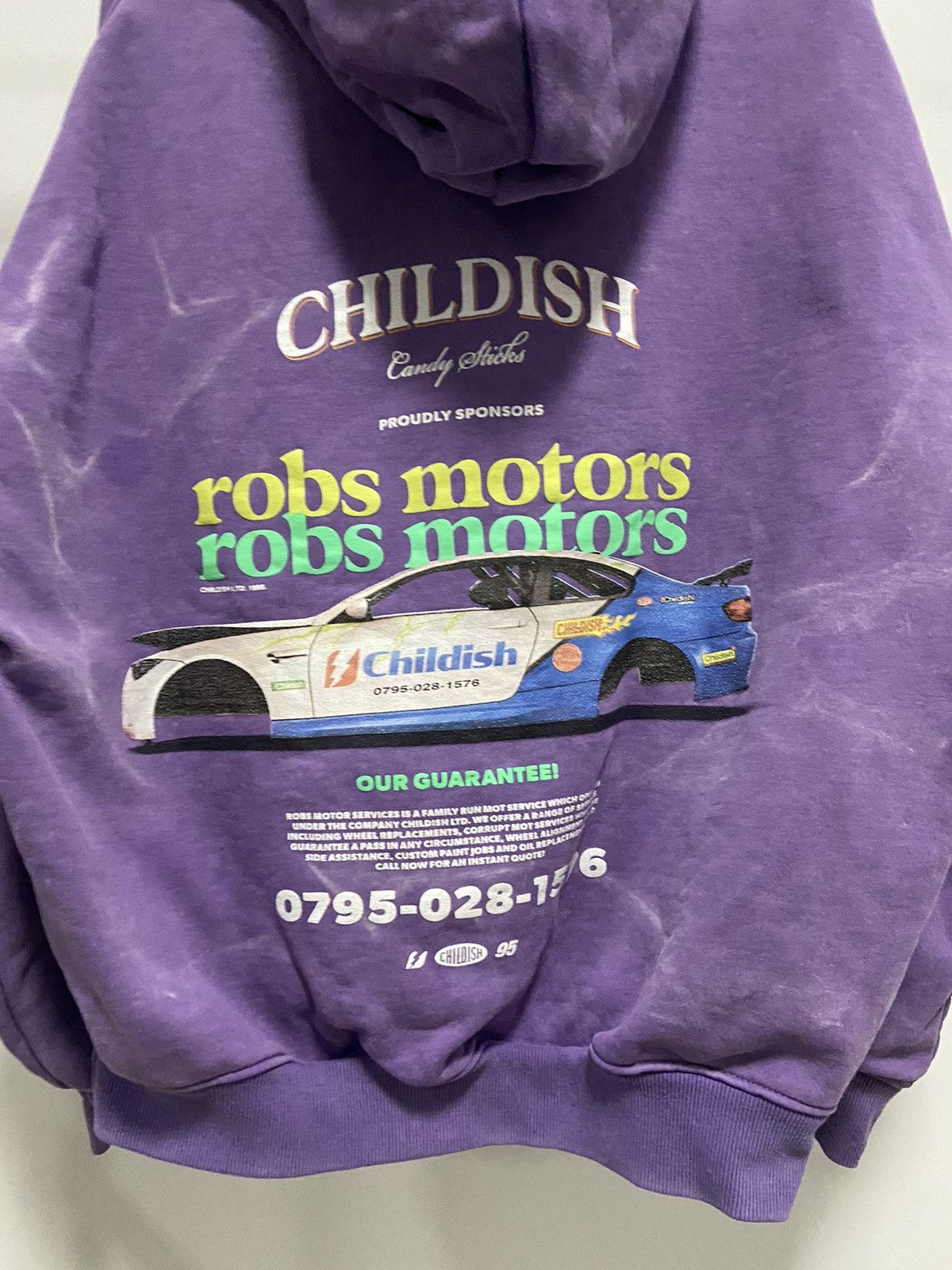 Japanese Brand × Vintage Childish vintage big logo hoodie robs motors Size US S / EU 44-46 / 1 - 4 Thumbnail
