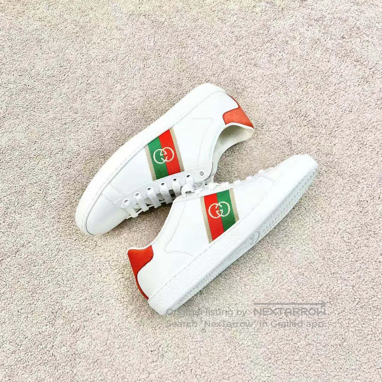 Gucci Guicci Double G logo red and green webbing casual shoes| Size US 5.5 / IT 35.5 - 4 Thumbnail