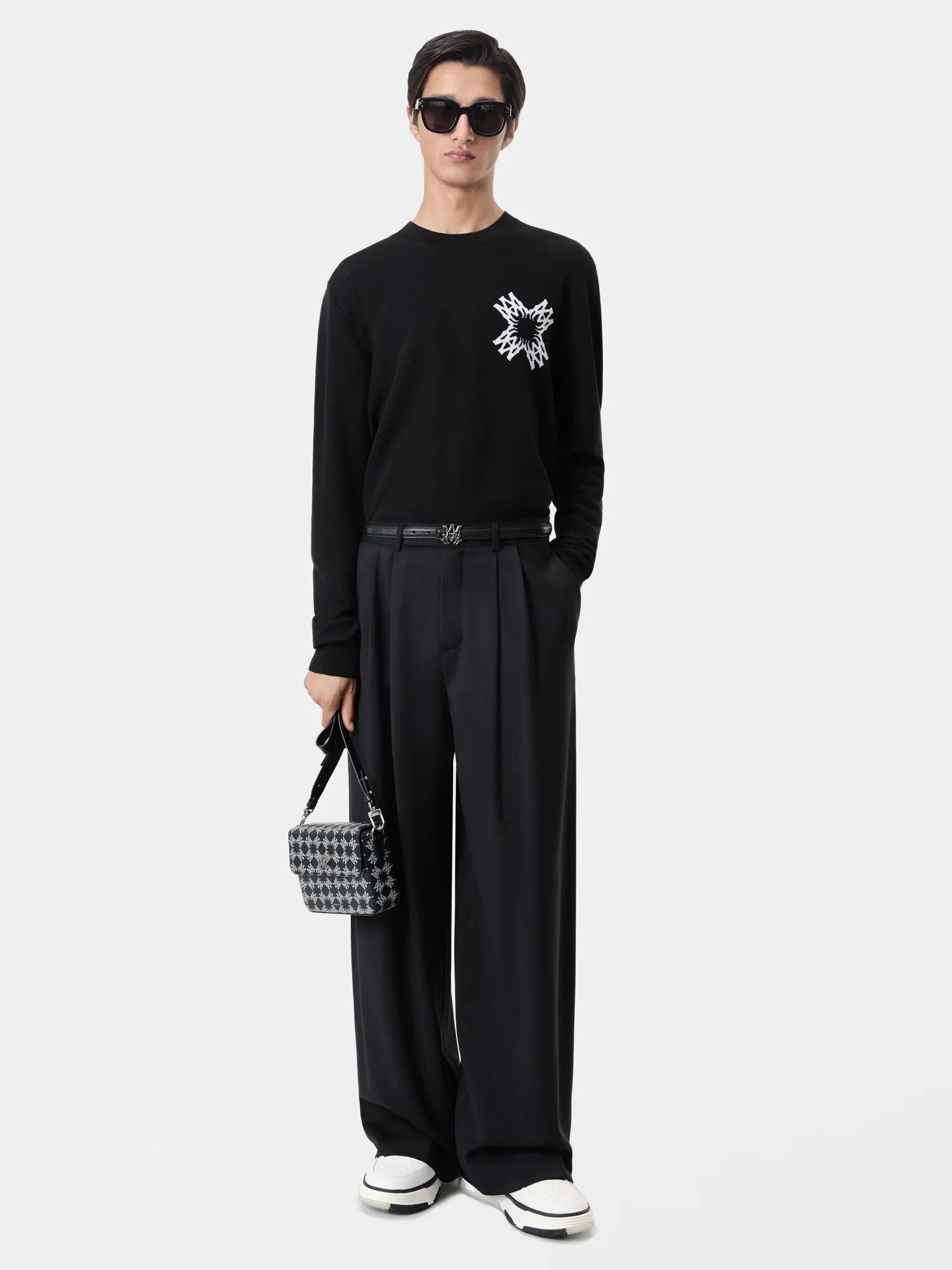 Amiri o1orln1125 MA Quad Crewneck Sweater in Black Size US L / EU 52-54 / 3 - 2 Thumbnail