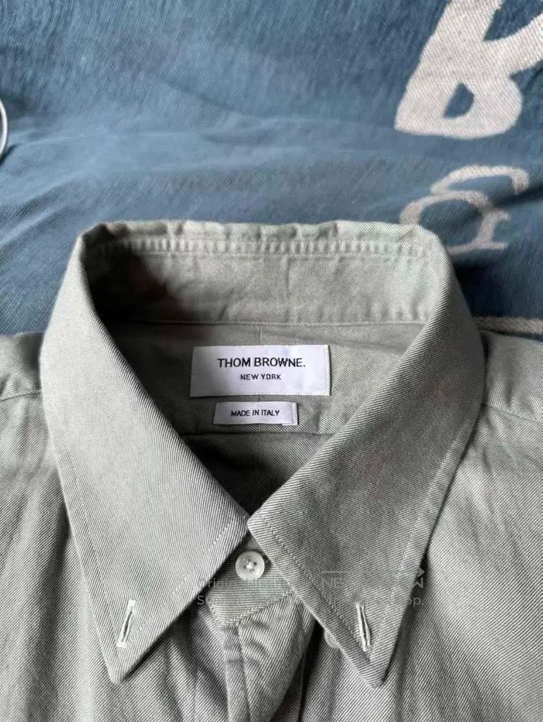 Thom Browne Thom Browne Gray and green collared shirt Size US XXL / EU 58 / 5 - 2 Thumbnail