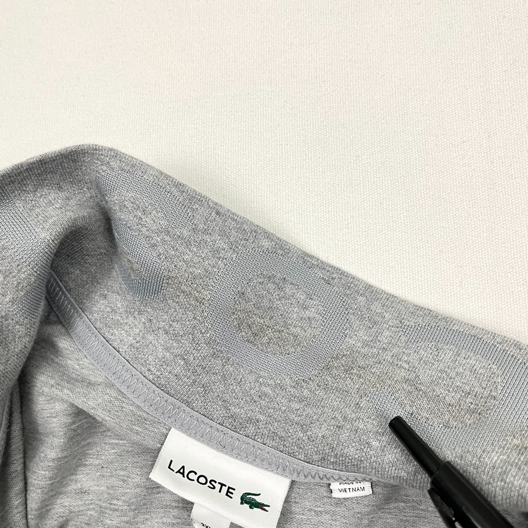 Lacoste Lacoste Polo Shirt Men 3XLB Gray Collar Spellout Knit Preppy Casual Short Sleeve Linen? (Note: This line should be corrected as per constraints) Size US XXL / EU 58 / 5 - 7 Thumbnail