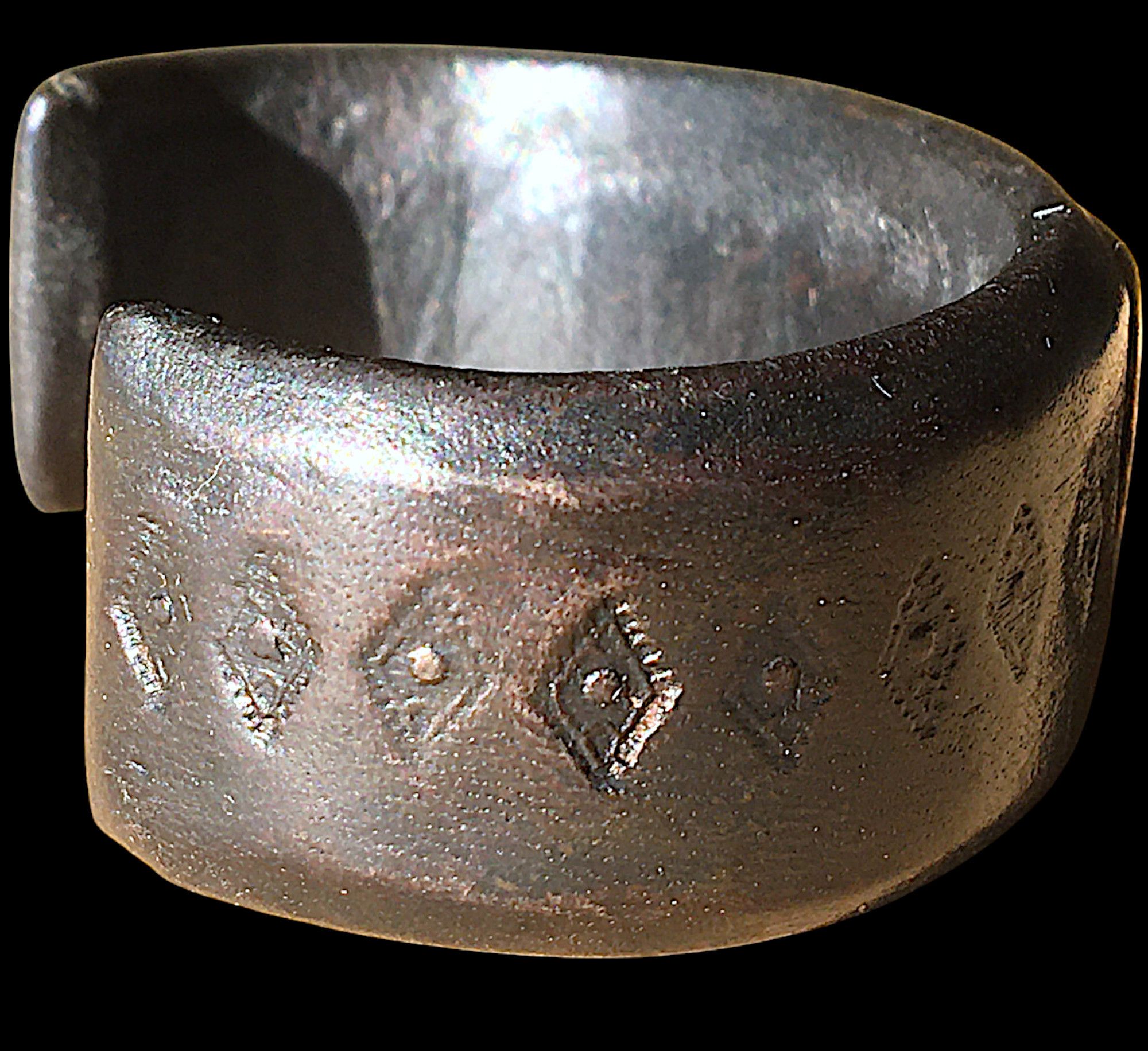 Vintage Tuareg Leather and Brass Cuff Bracelet – Algeria 1970s Size ONE SIZE - 8 Thumbnail