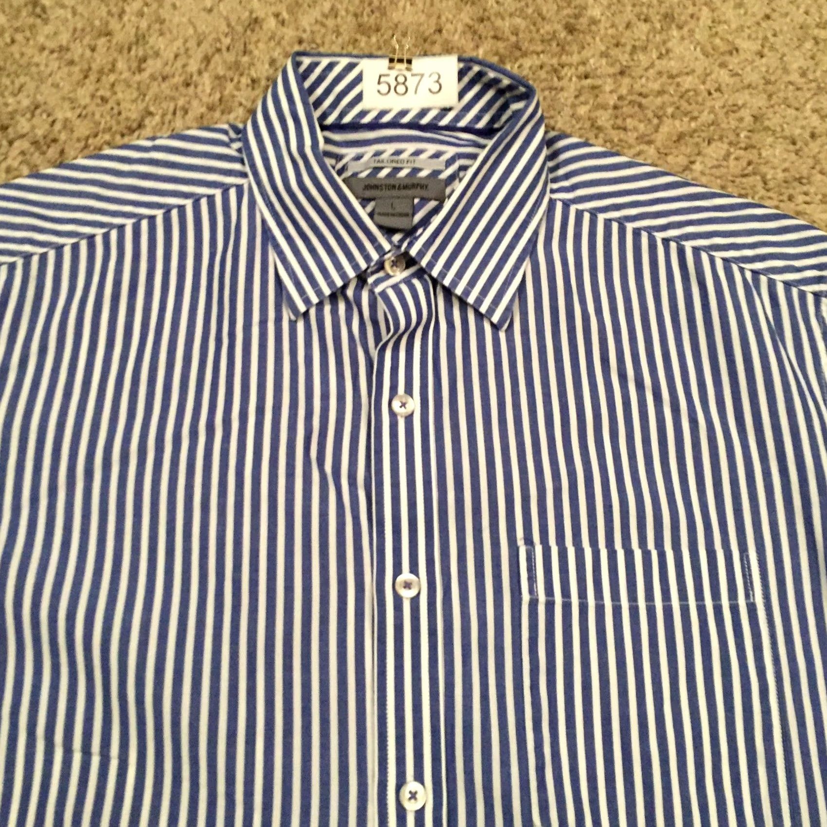 Johnston & Murphy Johnston & Murphy Shirt Mens Large Blue Striped Long Sleeve Button Up Size US XL / EU 56 / 4 - 3 Thumbnail