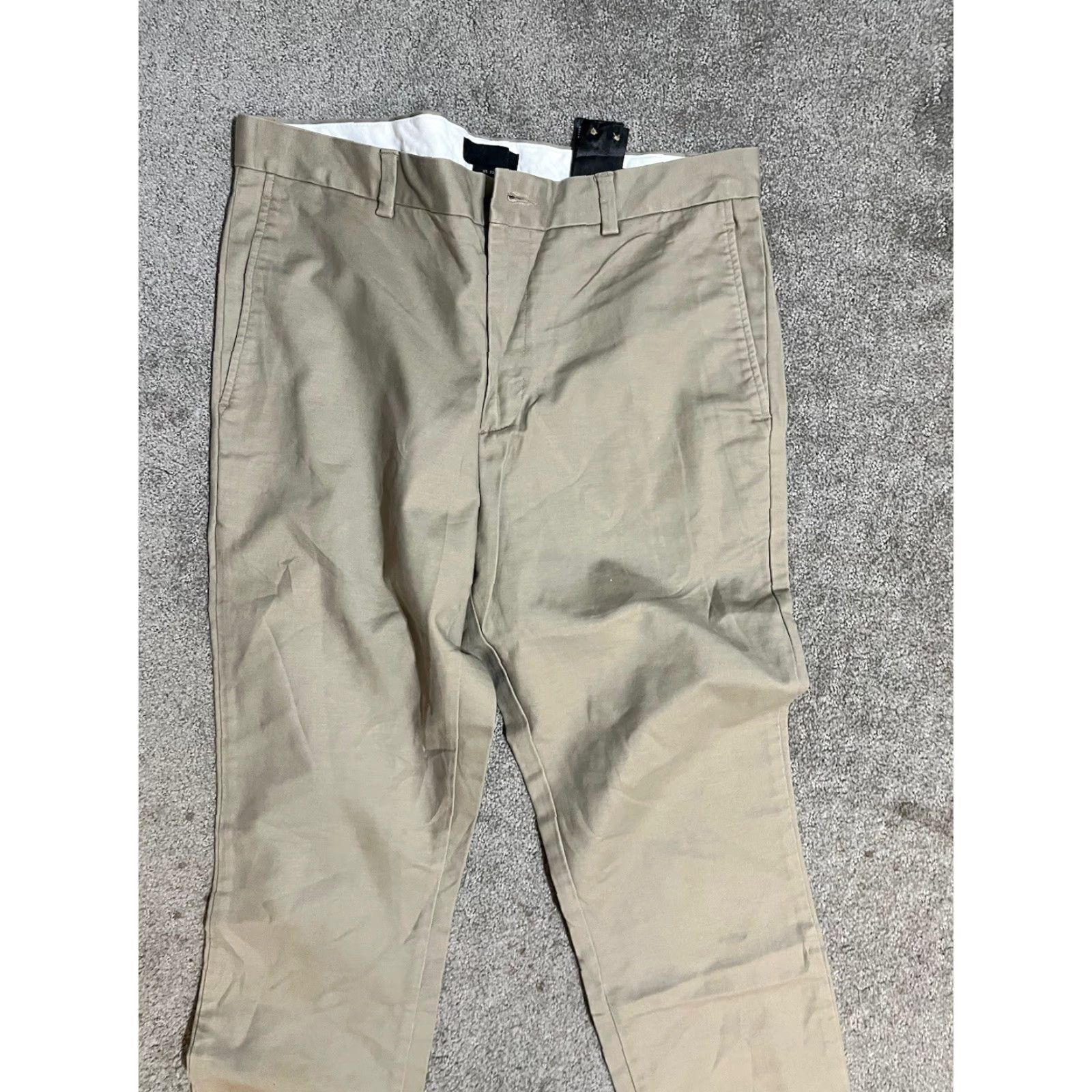 H&M H&M Men Pants 33R Beige Cotton Straight Leg Slim Fit Flat Front Chino Men Size US 33 - 2 Thumbnail