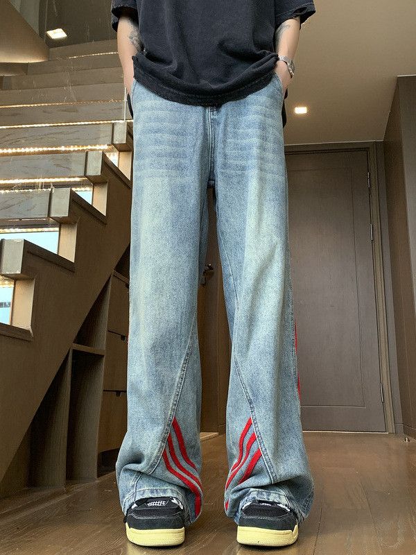 Japanese Brand Men's American street straight leg wide-leg striped jeans Size US 32 / EU 48 - 4 Thumbnail