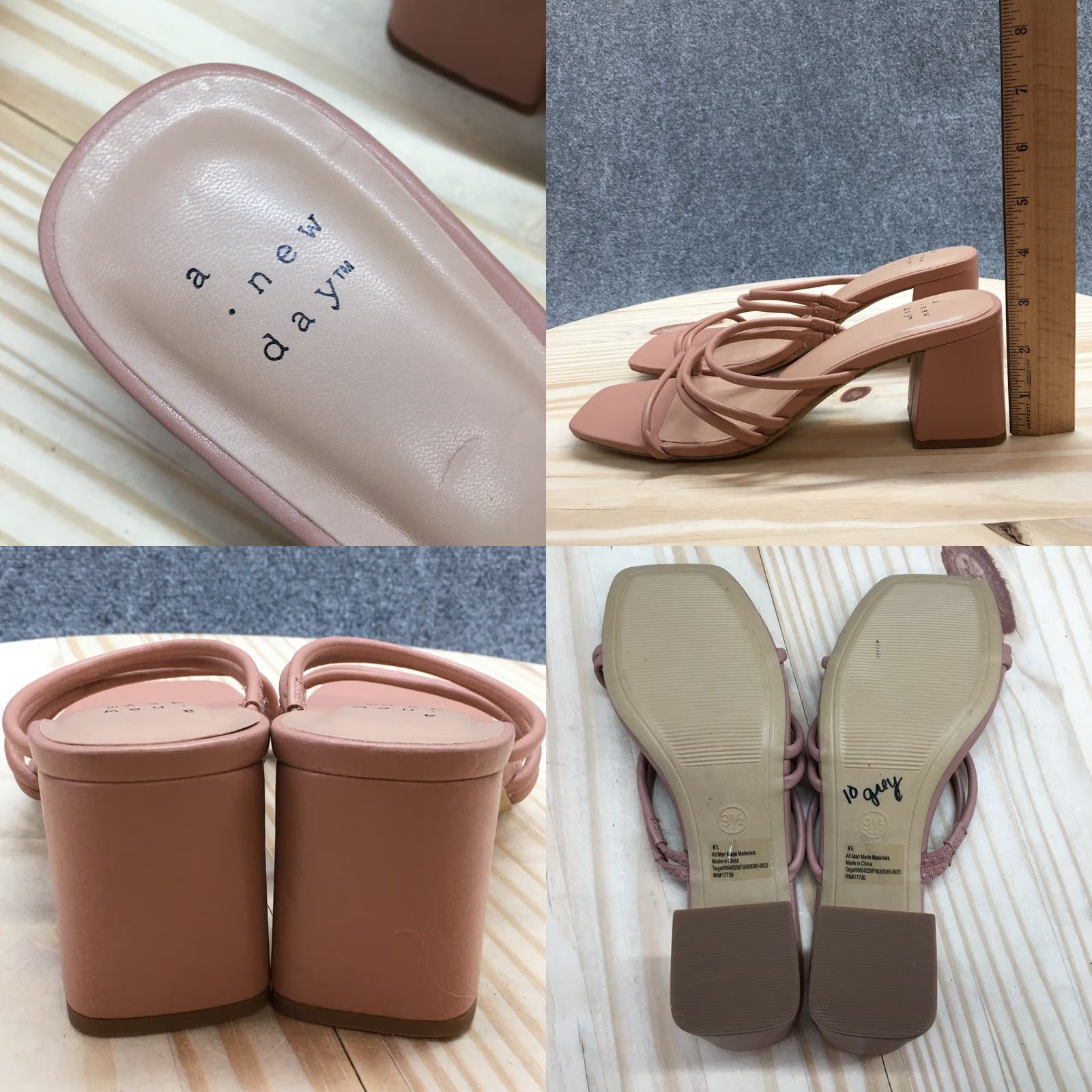 Vintage A New Day Blakely Sandals Womens 9.5 Beige Slide Heels ZStrap Pink Beige Casual Block 3 in Womens Shoes Size US 10 / IT 40 - 8 Thumbnail
