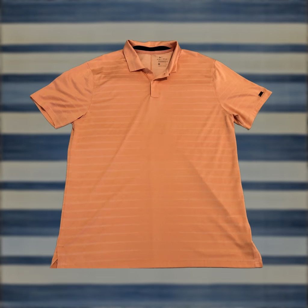 Nike Nike Tiger Woods Dri-Fit Polo Stripe Golf Shirt Mens Large Pink Size US L / EU 52-54 / 3 - 1 Thumbnail