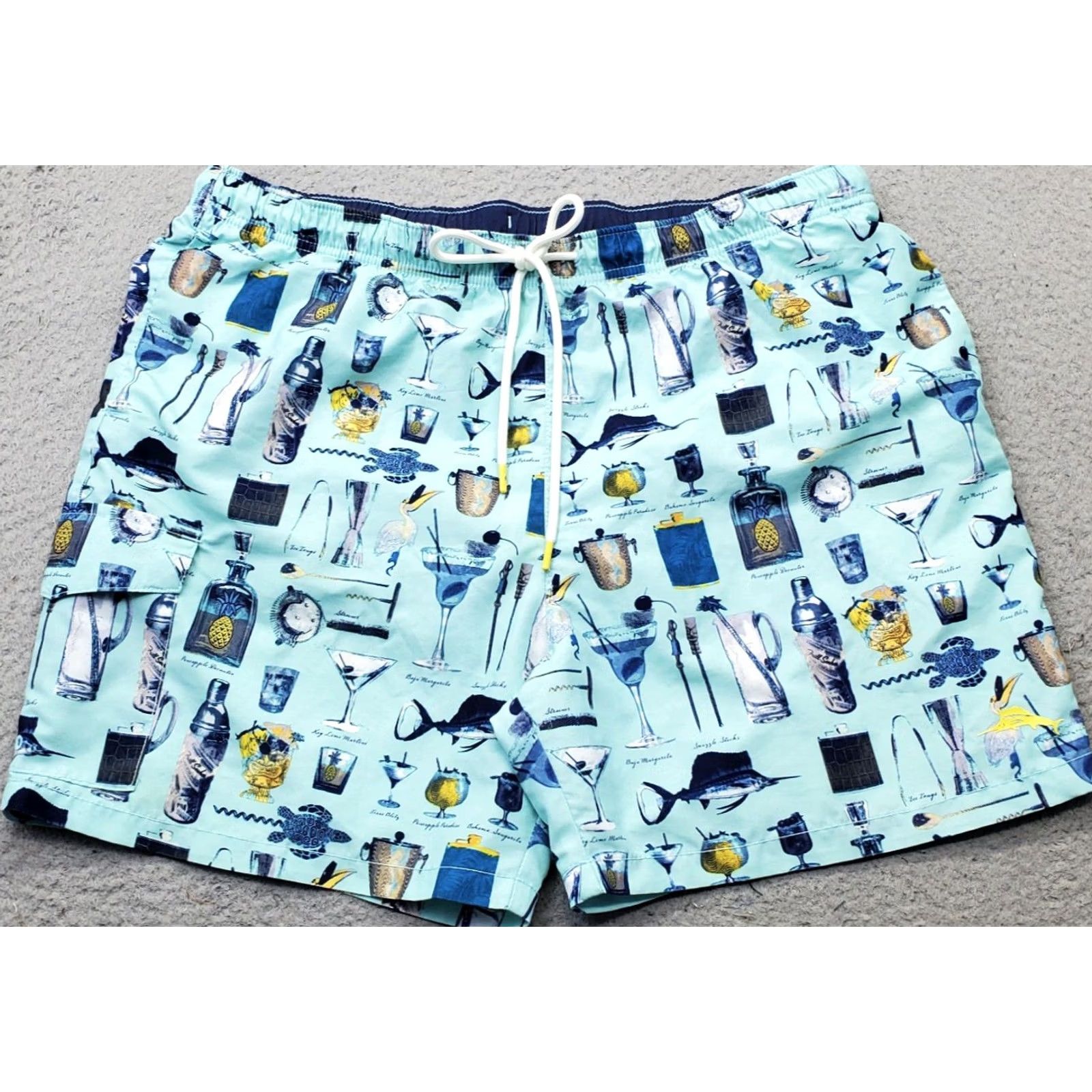 Tommy Bahama Tommy Bahama Swim Trunks Mens XL Multi Aloha Cocktail Bar Print Drawstring Shorts Size US 36 / EU 52 - 2 Thumbnail