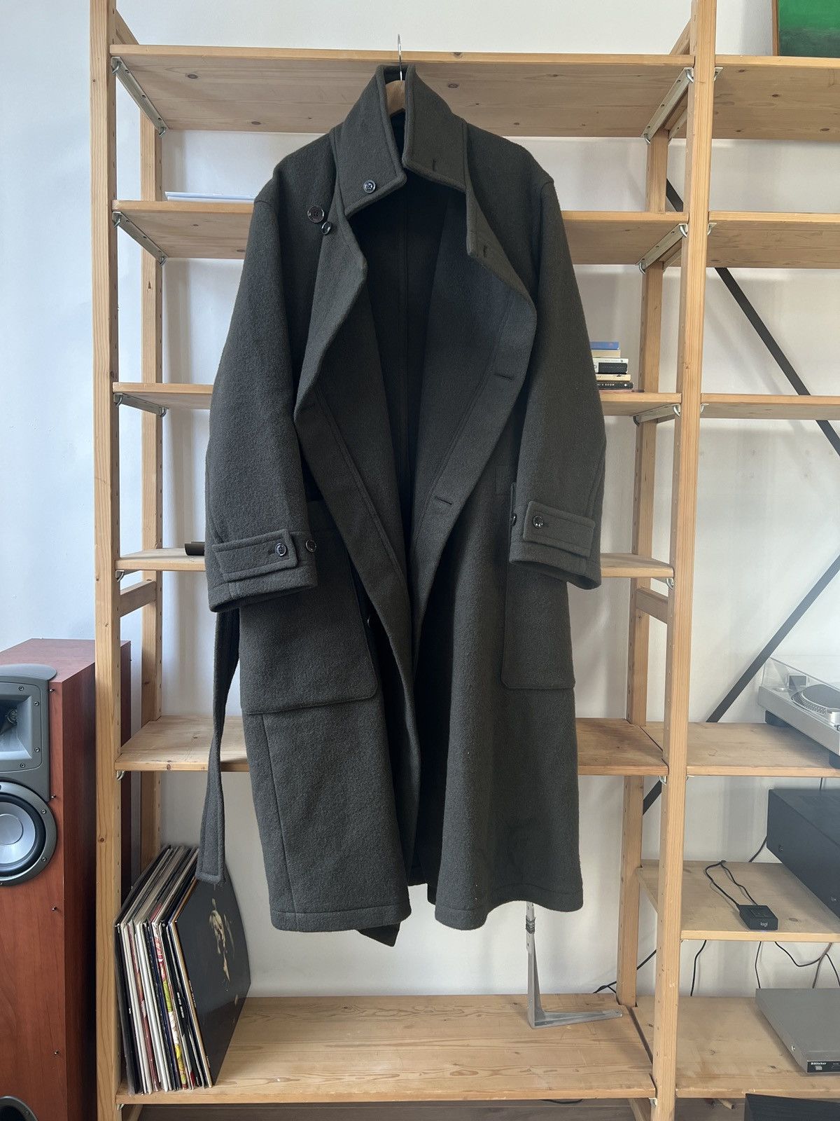 FW22 Lemaire Wrap Coat - Pewter Green