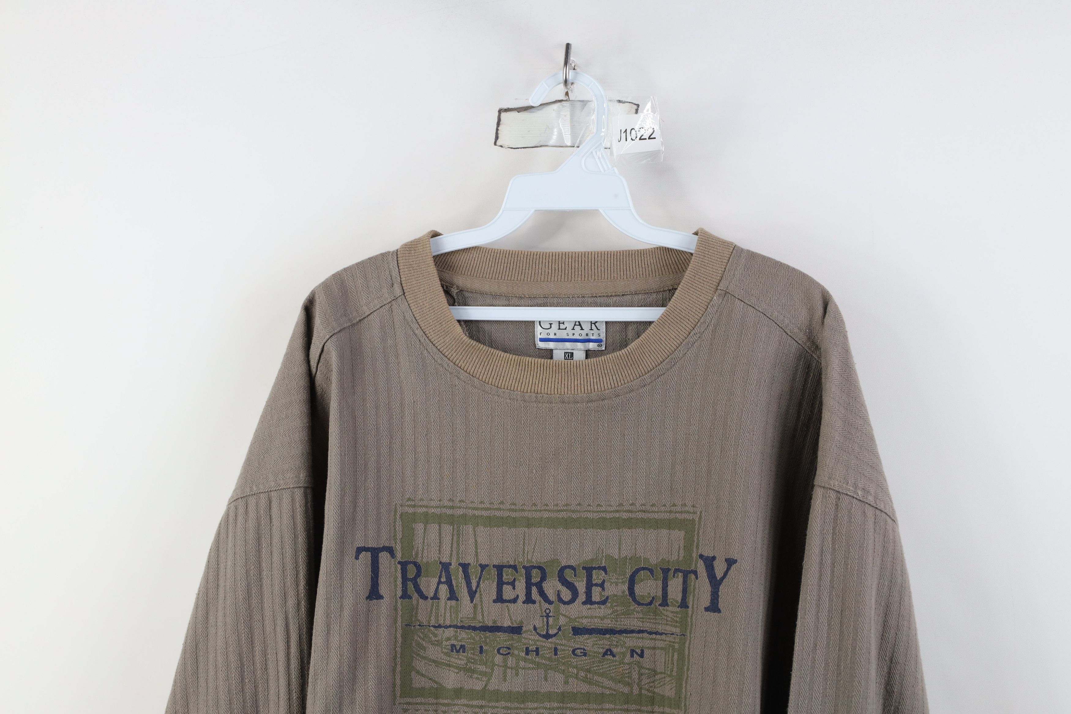 Vintage Vintage 90s Streetwear City Michigan Ribbed Sweatshirt Size US XL / EU 56 / 4 - 2 Thumbnail