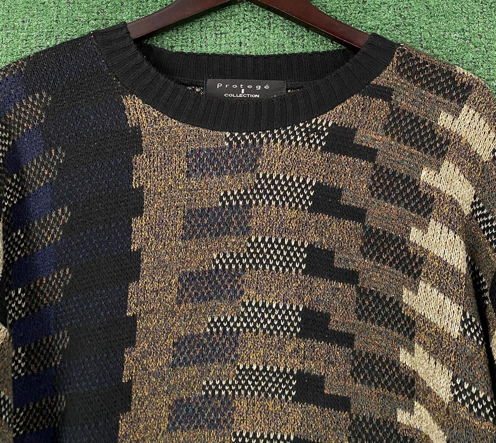 Protege 90’s Protege Geometric Patterned Knit Sweater Mens 2XL Size US XXL / EU 58 / 5 - 2 Thumbnail