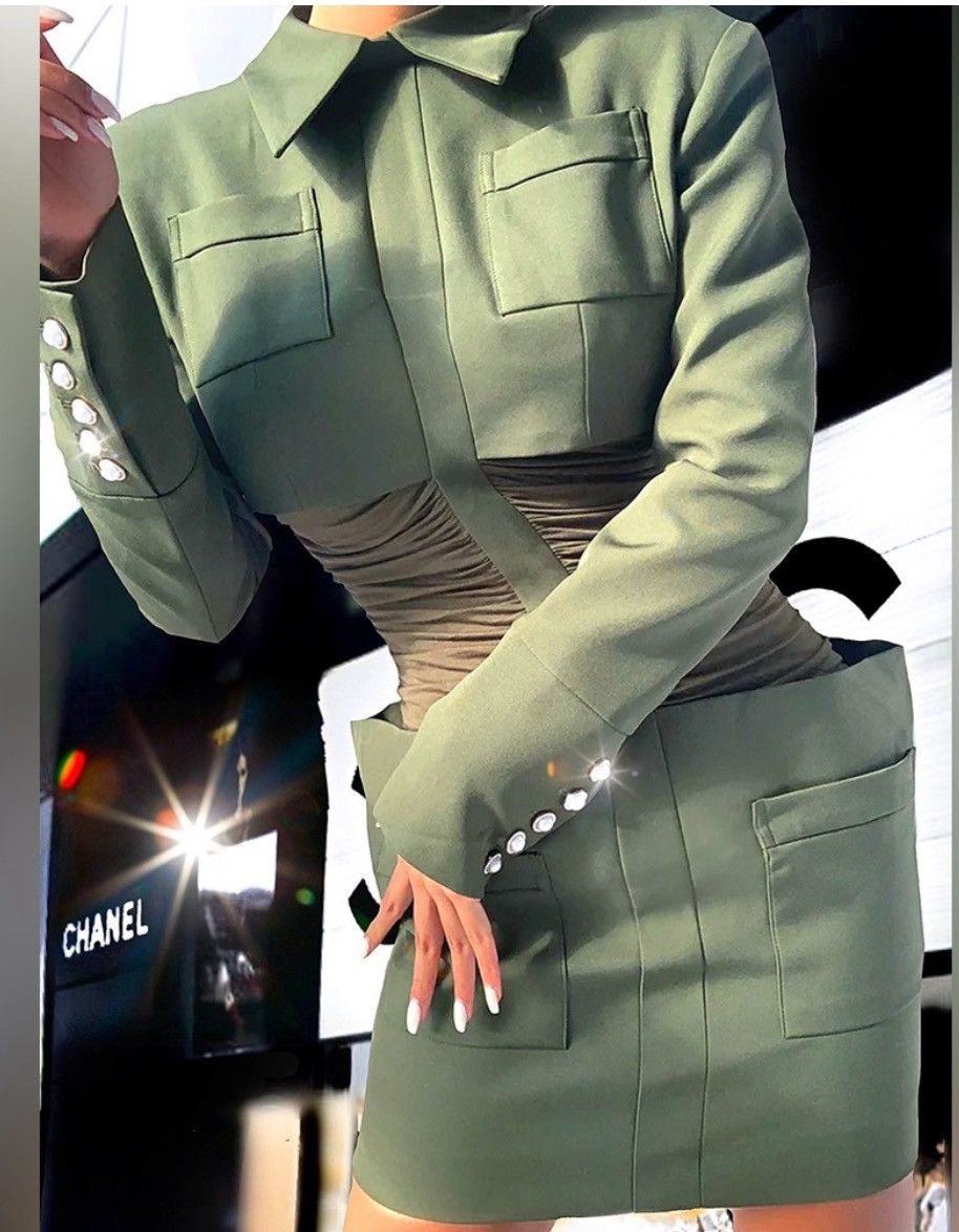 Designer × Other NWT, Lavishly Paris Designer Army Cape Designer Mini Dress. Size M / US 6-8 / IT 42-44 - 1 Thumbnail