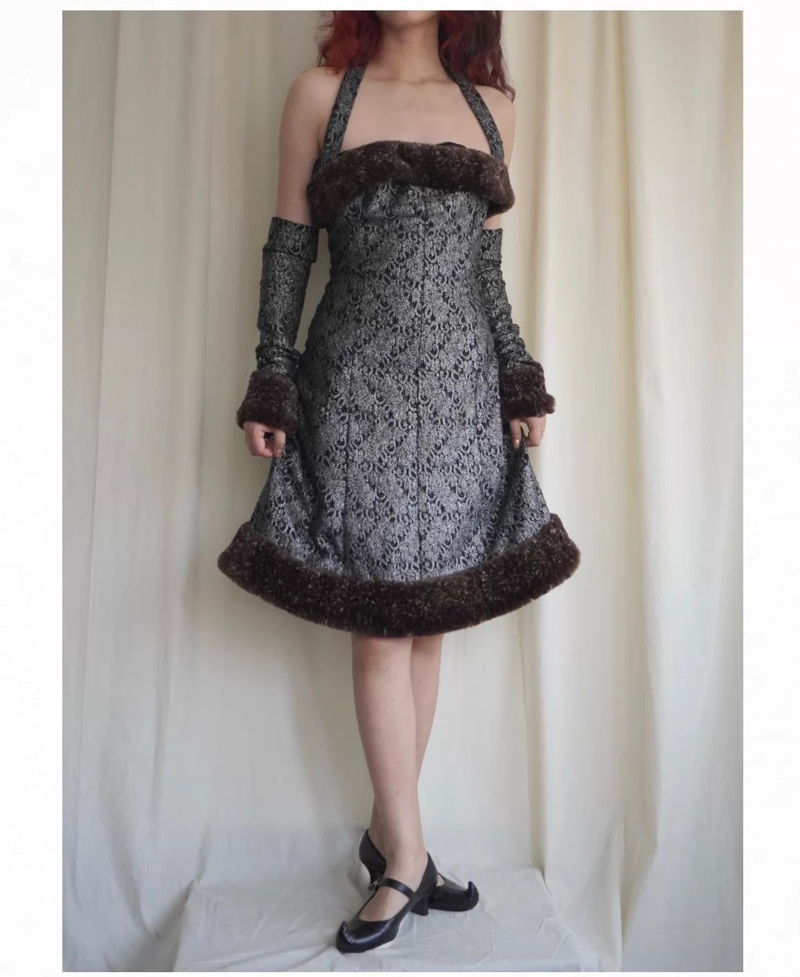 Chanel Chanel 2005 AW Halter Lace Dress Sleeve Set Silver/Suede L Size L / US 10 / IT 46 - 1 Thumbnail