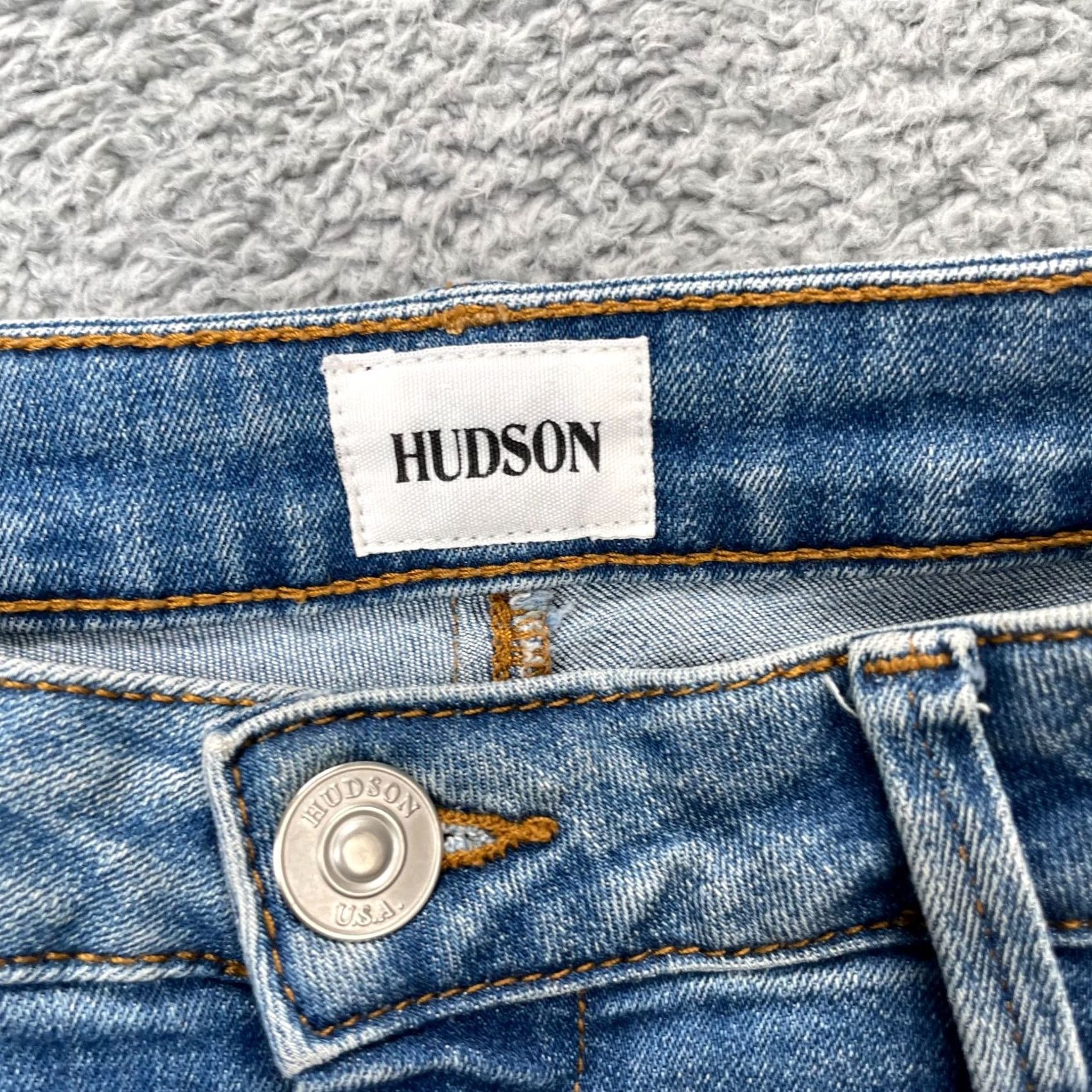 Hudson Hudson Womens Blue Denim Cotton Stretch Bacara Straight Cuffed Jeans 25 Size 42" / US 20 - 6 Thumbnail