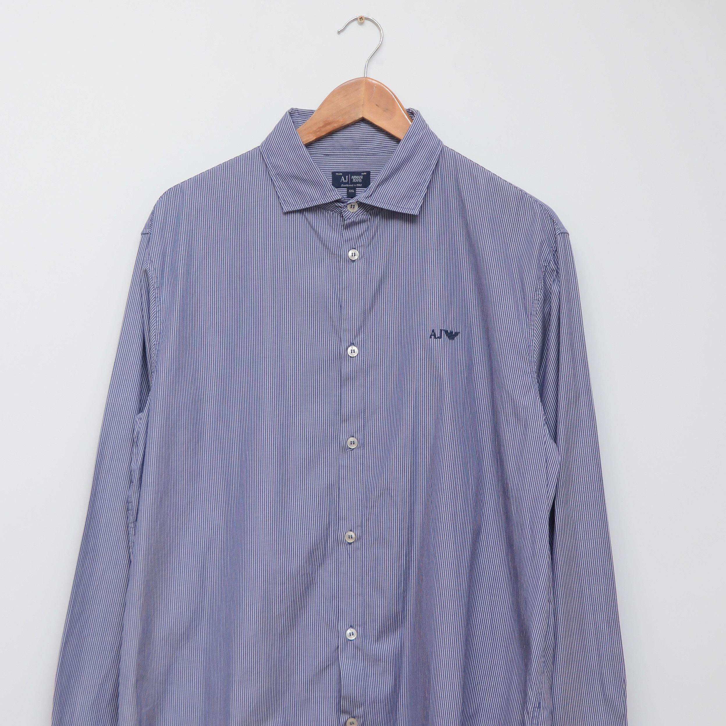 Armani Y2K Armani Jeans Striped Cotton Shirt XL–XXL Logo Casual Size US XL / EU 56 / 4 - 2 Thumbnail