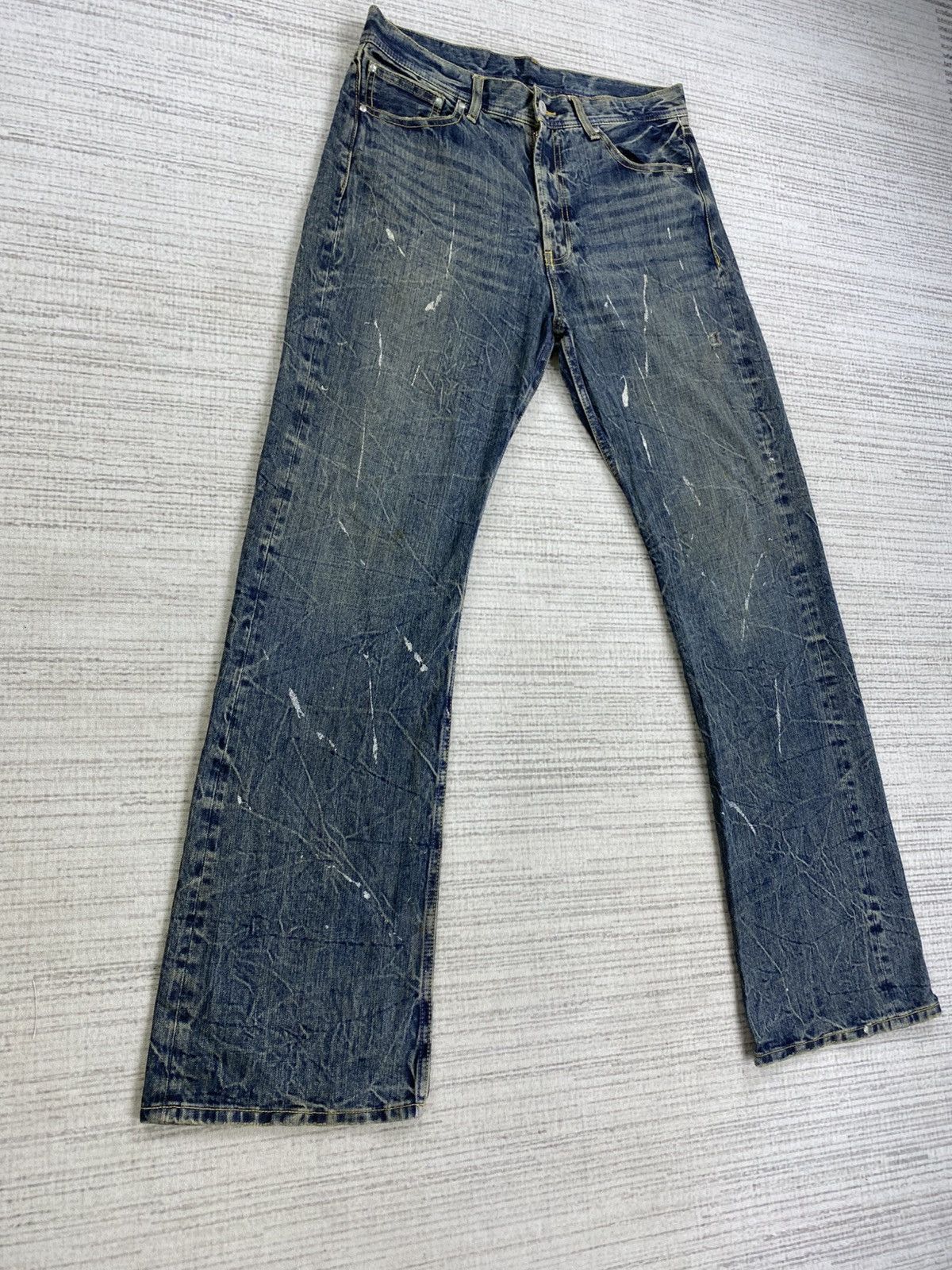 GOA Vintage Flared Japanese Brand Paint Splatter Denim Pants Size US 32 / EU 48 - 2 Thumbnail
