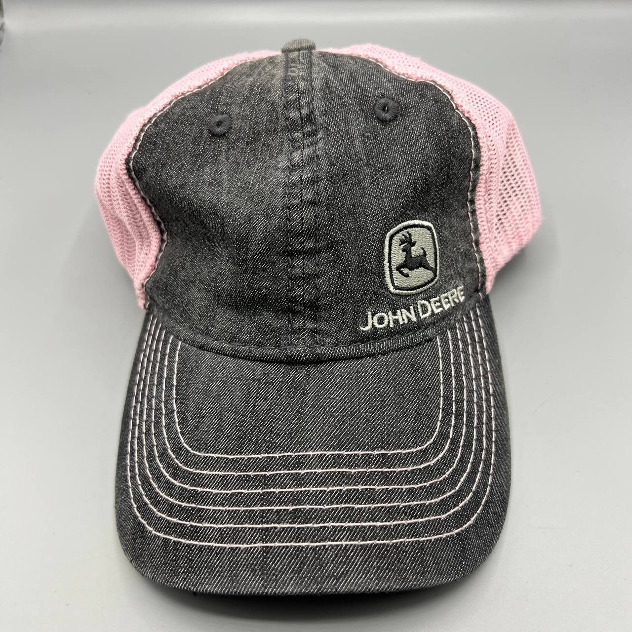 john-deere-john-deere-trucker-hat-men-black-pink-snap-back-cap-grailed