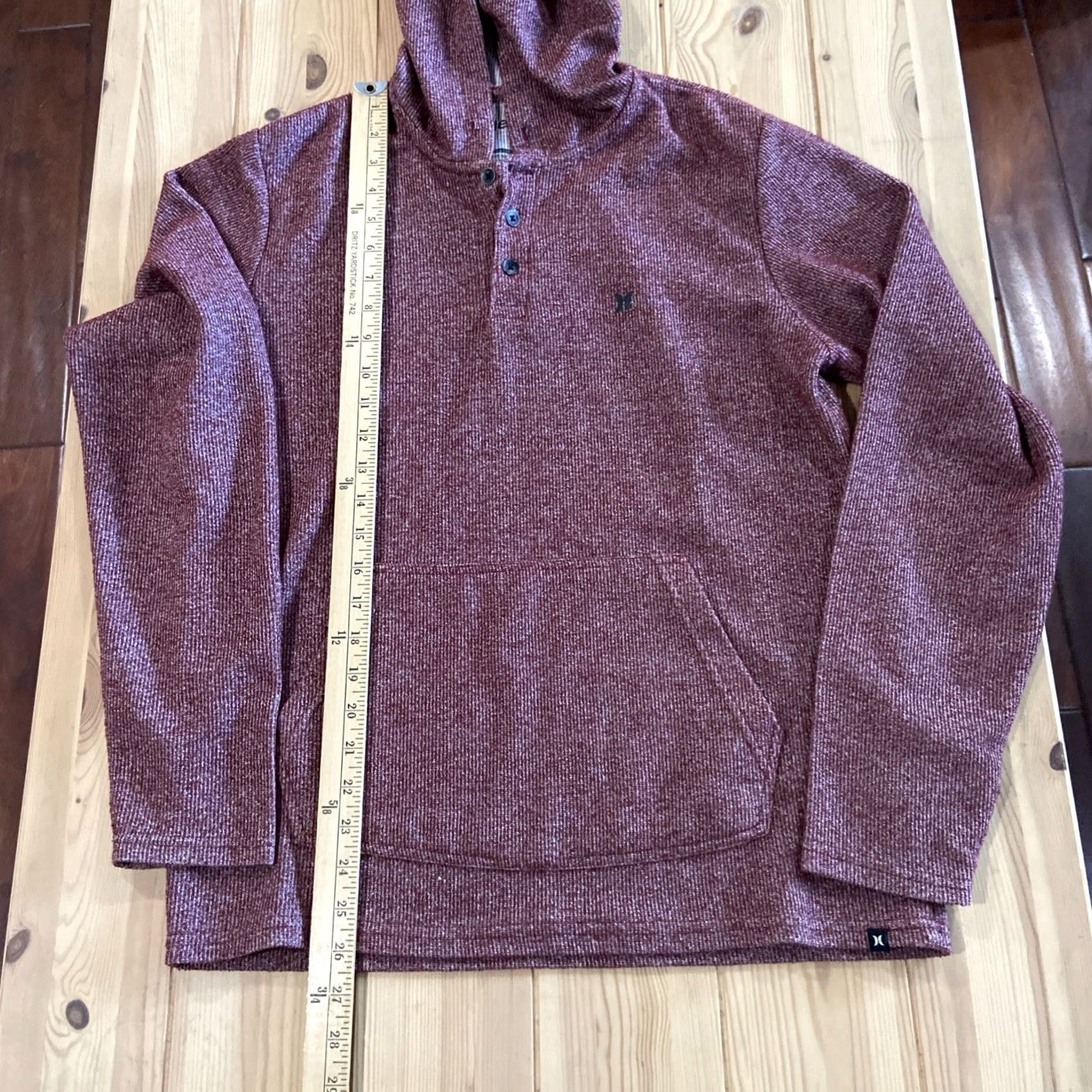 Hurley Hurley Mens M Hoodie Sweatshirt Hooded Henley Midweight Maroon Size US M / EU 48-50 / 2 - 4 Thumbnail