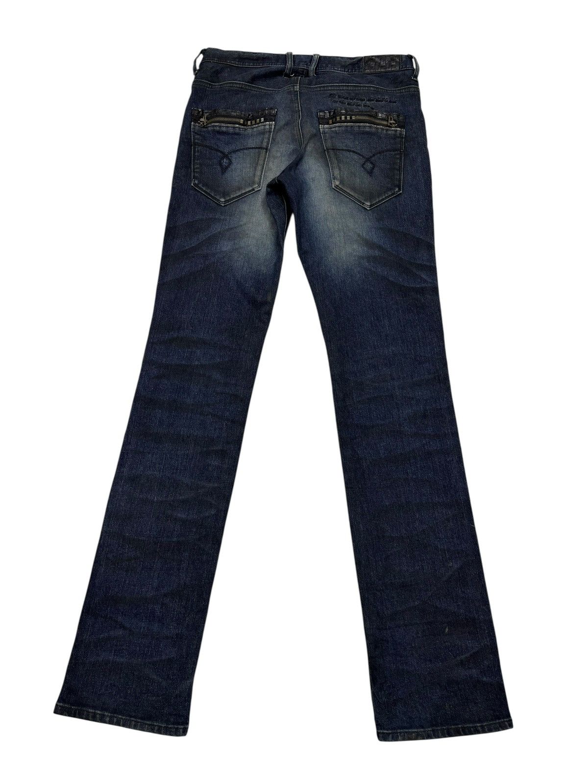 Tornado Mart JAPANESE JUKEBOX WHISKER DARK DISTRESSED DENIM JEANS Size US 31 - 2 Thumbnail
