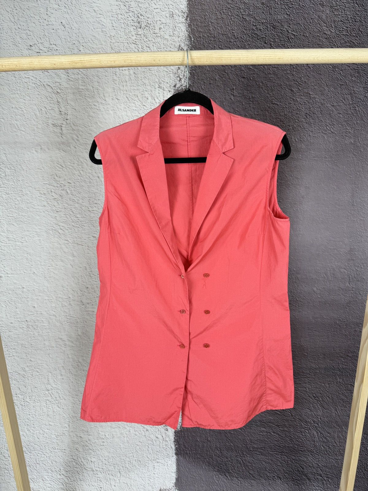 Jil Sander Double-Breasted Coral Sleeveless Blazer Vest