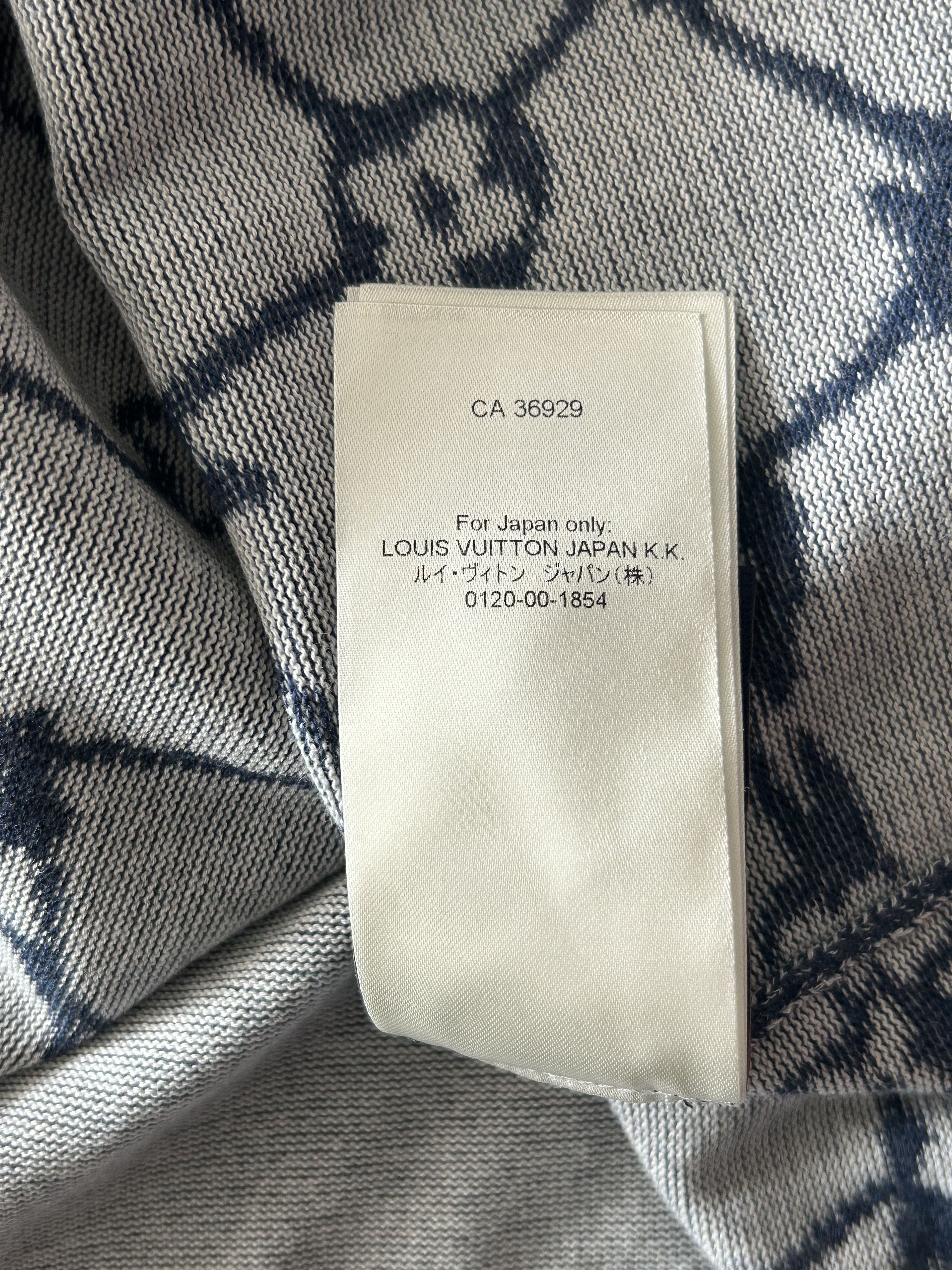 Louis Vuitton Blue & White Barb Wire Monogram Intarsia T-Shirt Size US XXL / EU 58 / 5 - 8 Thumbnail