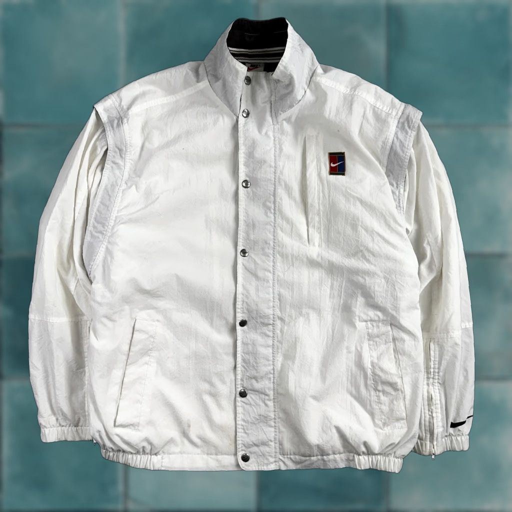 Nike Nike Jacket Vintage 90s Challenge Court Tennis Vest Removable Sleeves RARE White White Nike Vintage 90s Jacket Tennis Vest Removable Sleeves RARE Size US L / EU 52-54 / 3 - 1 Thumbnail